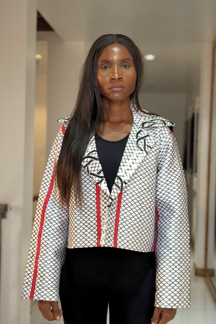 Akwete Gridline Crop Jacket (Unisex) – mint-looks