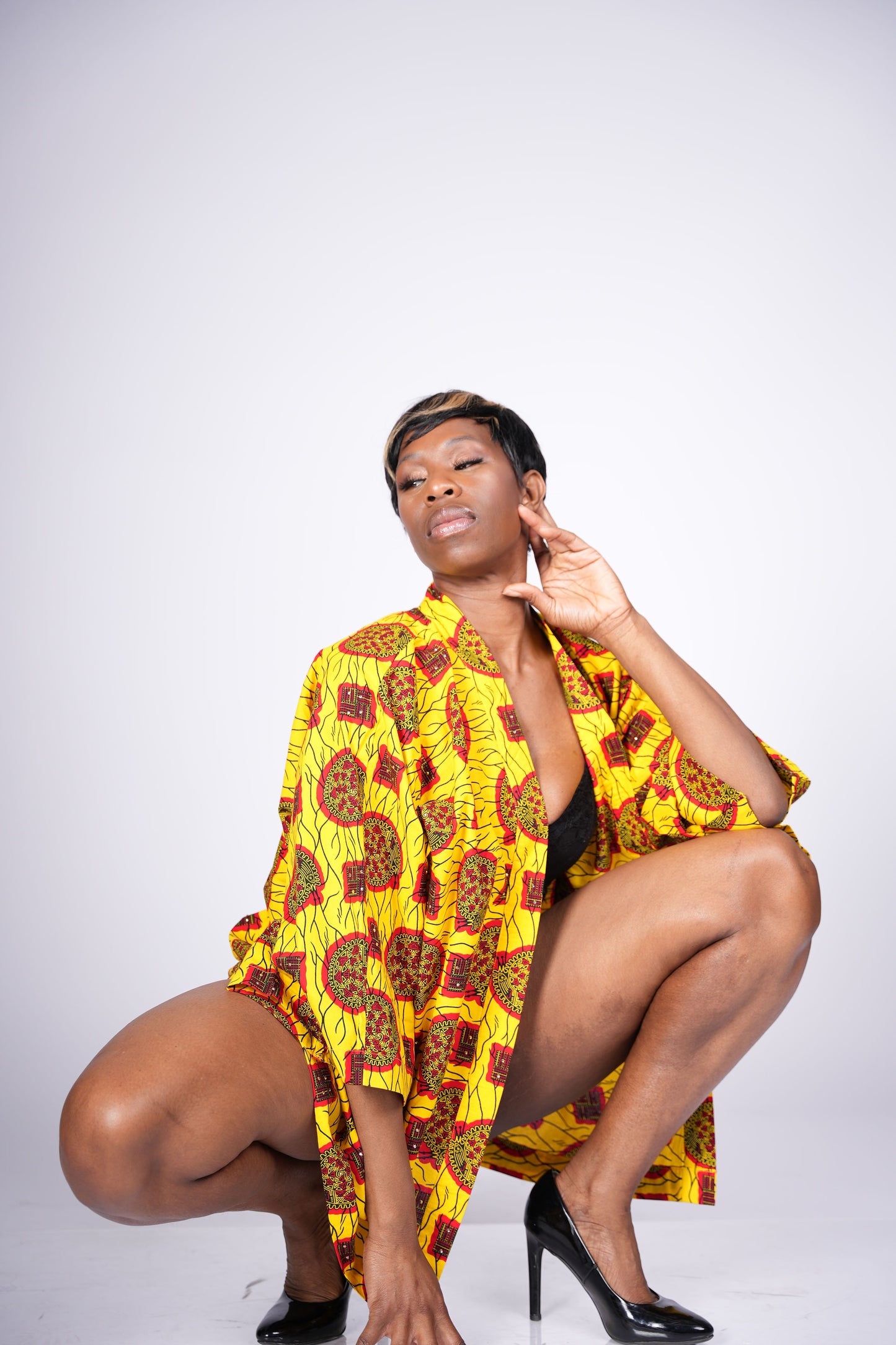 Yellow Stoned Kimono & Bag