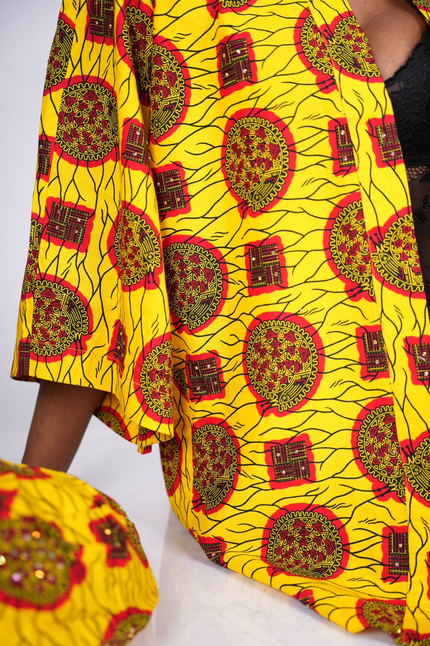 Yellow Stoned Kimono & Bag