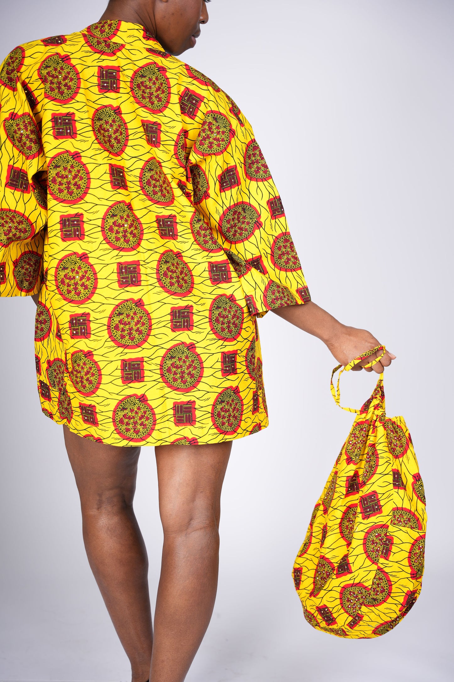 Yellow Stoned Kimono & Bag
