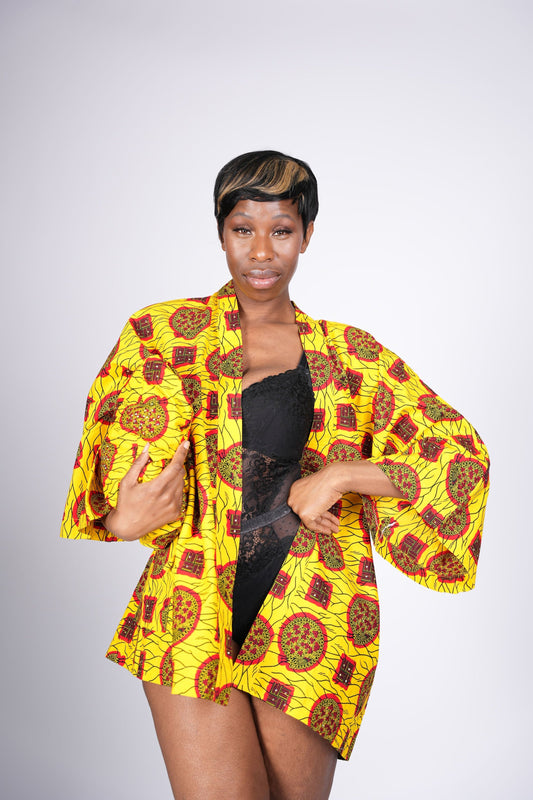 Yellow Stoned Kimono & Bag