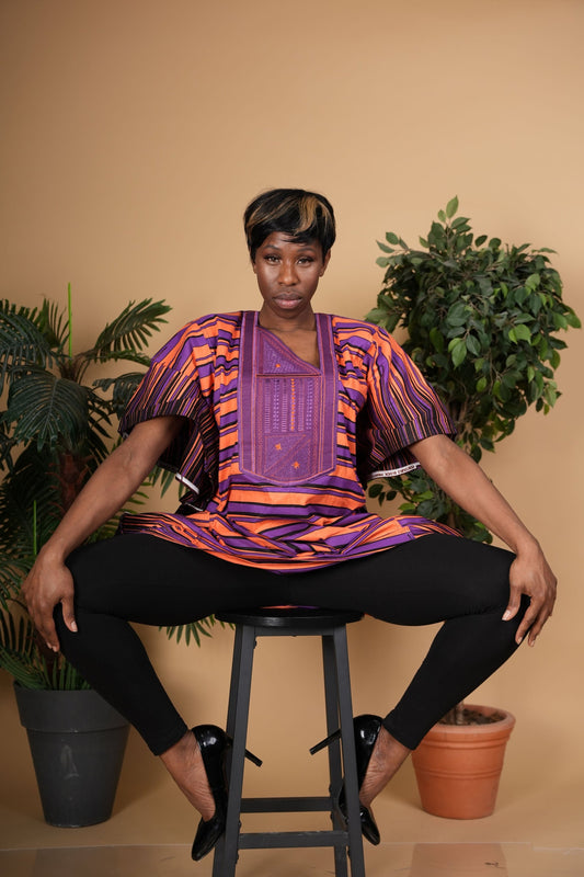 Dashiki embroidered top