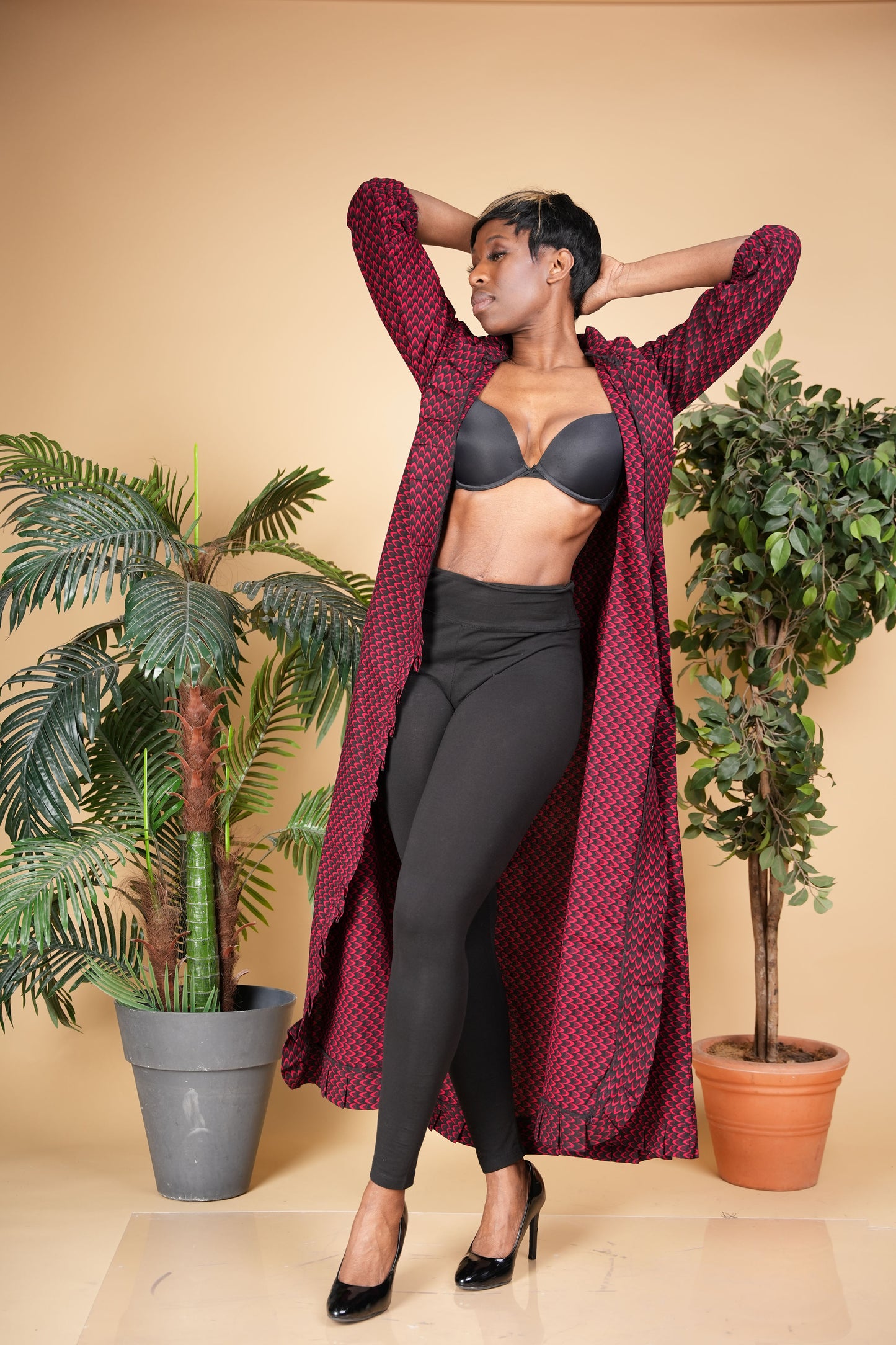 Free flowy Red Ankara Kimono