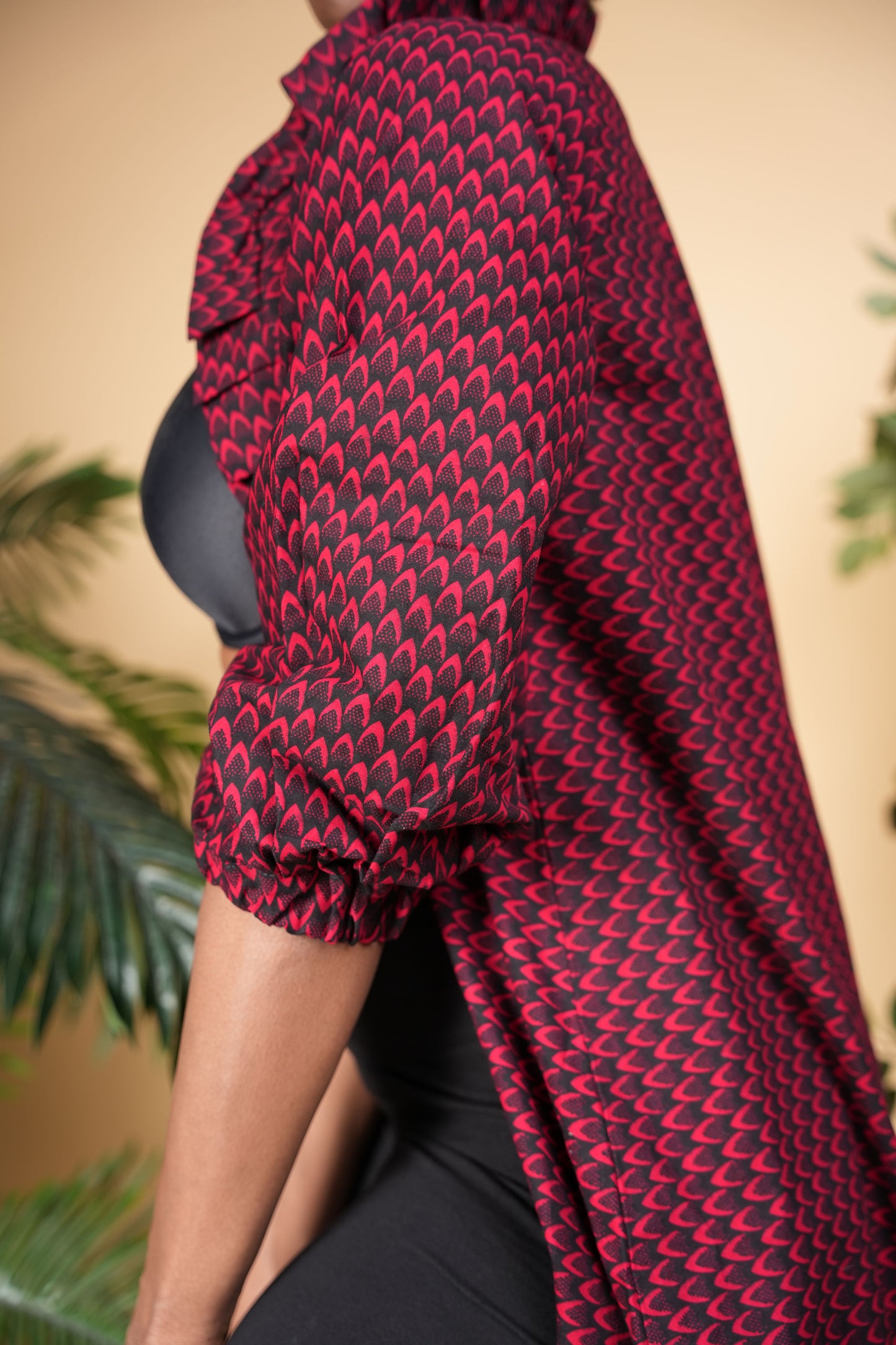 Free flowy Red Ankara Kimono