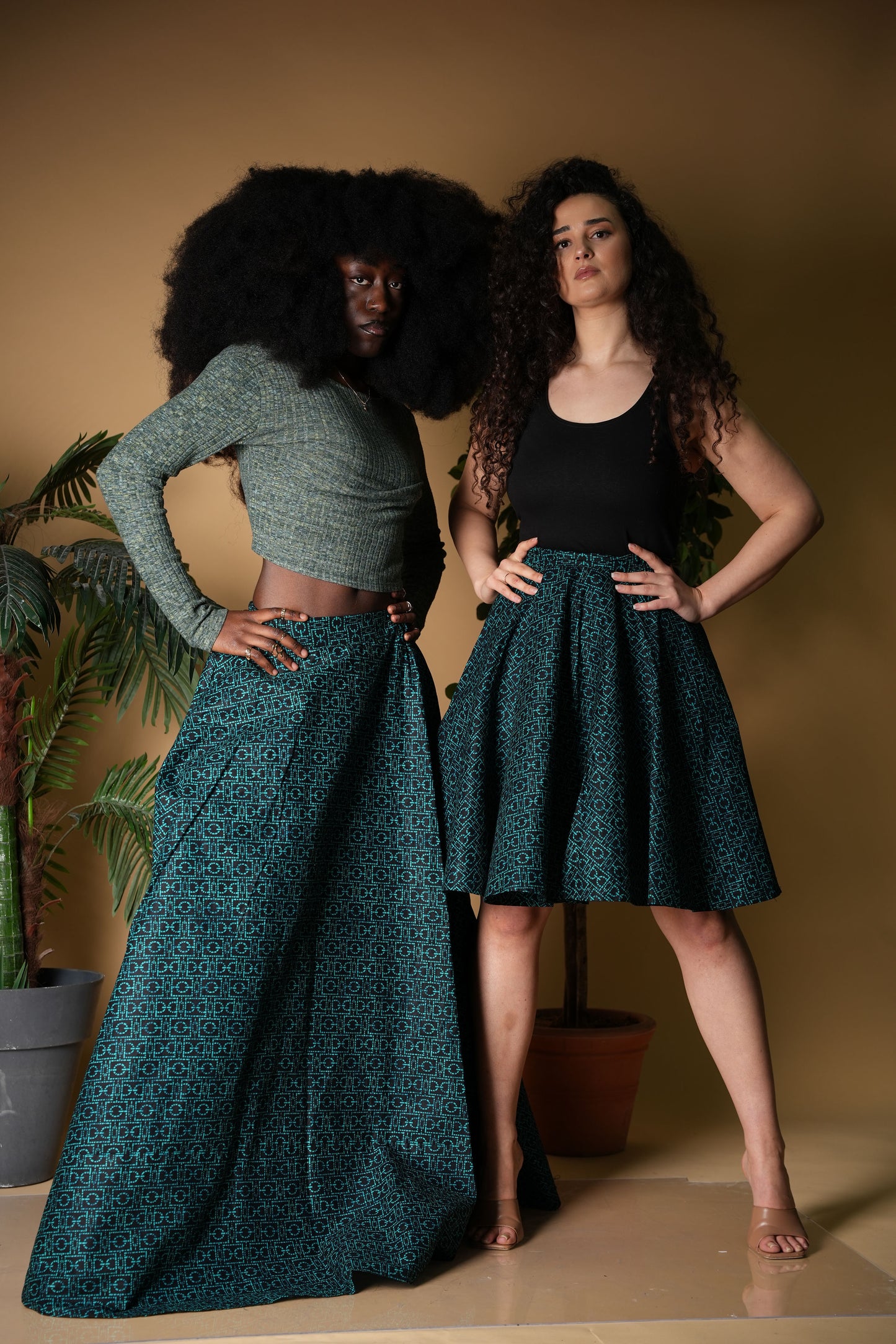 Green Ankara Maxi Skirt