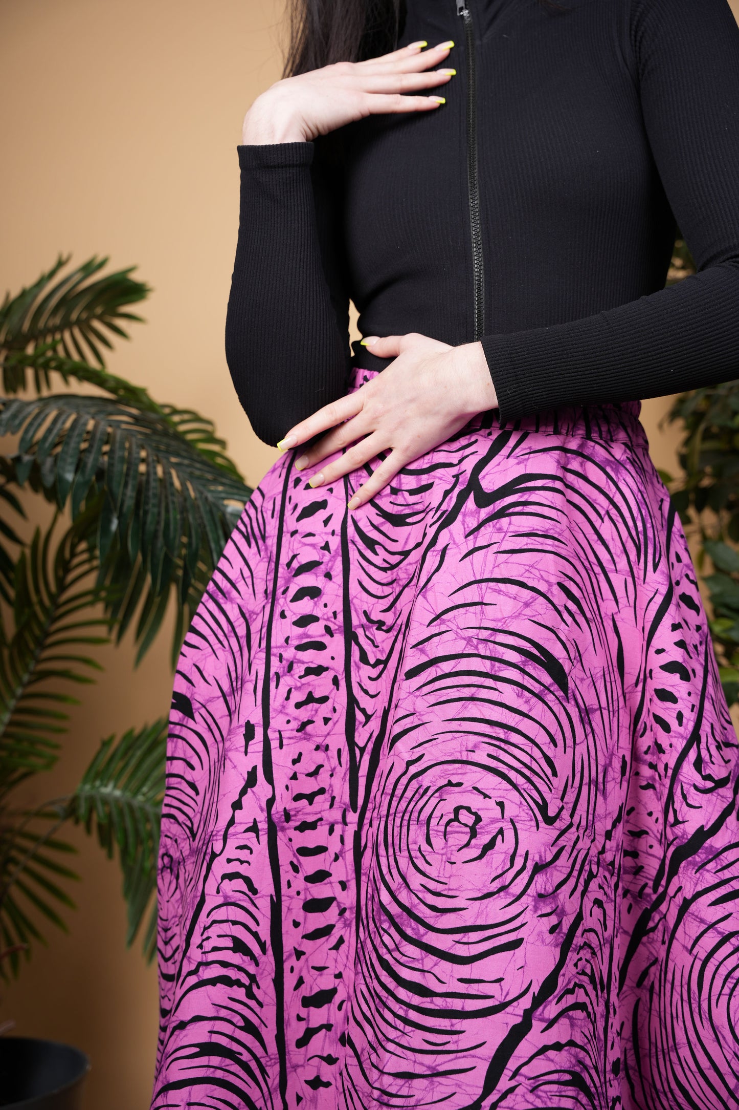 Purple and Black Ankara Wax Print Maxi Skirt