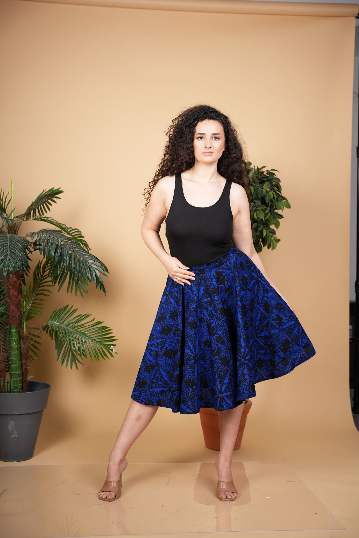 Short Ankara blue and black skirt