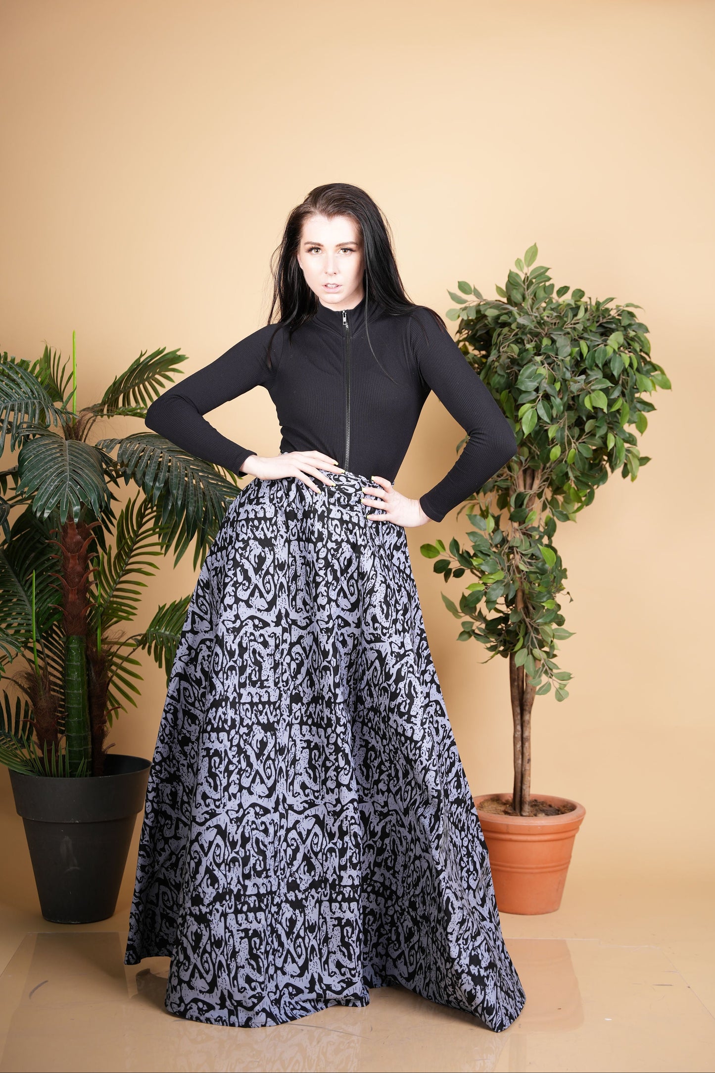 Monochrome Contemporary Maxi Skirt