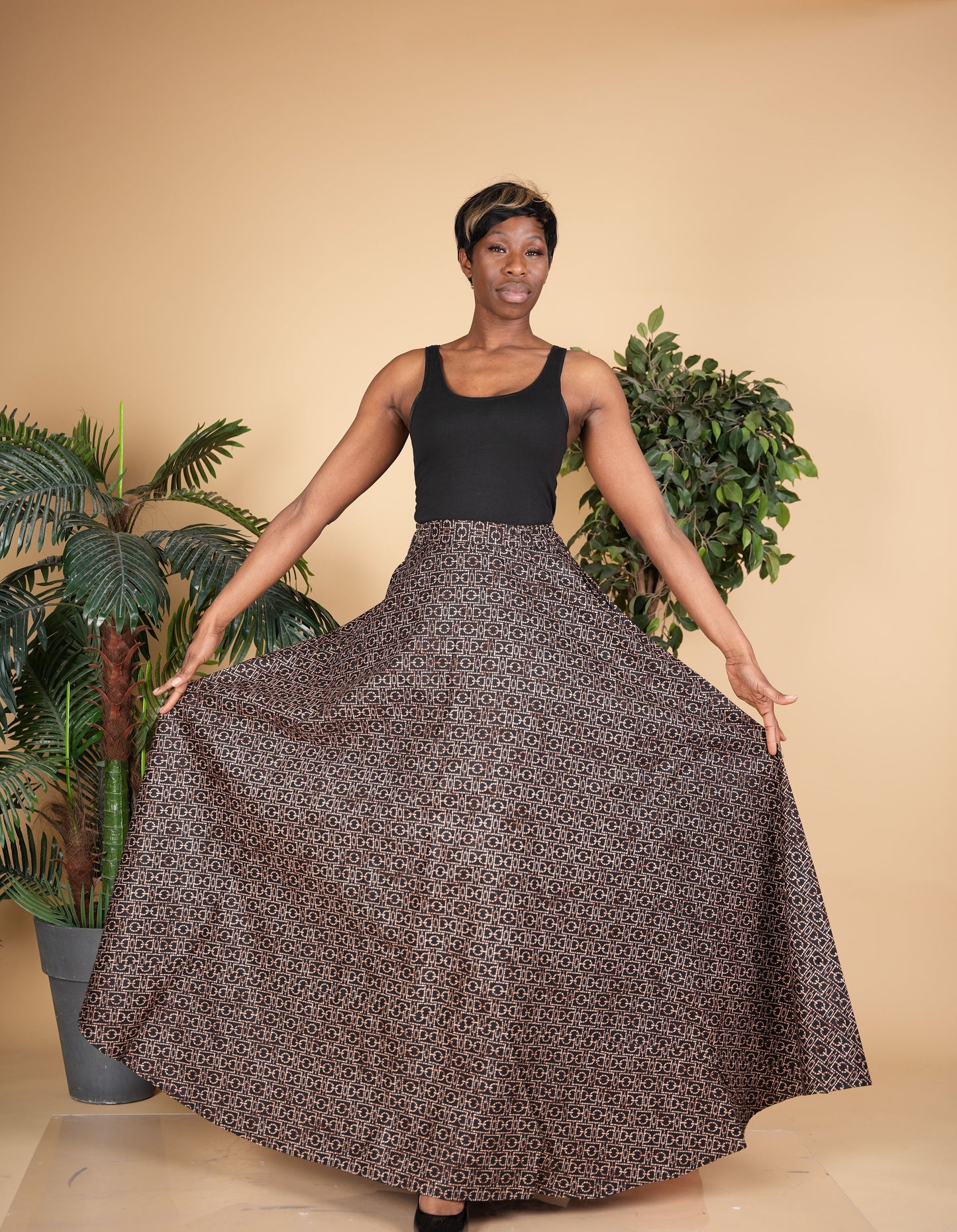 Mud cloth Maxi Skirt