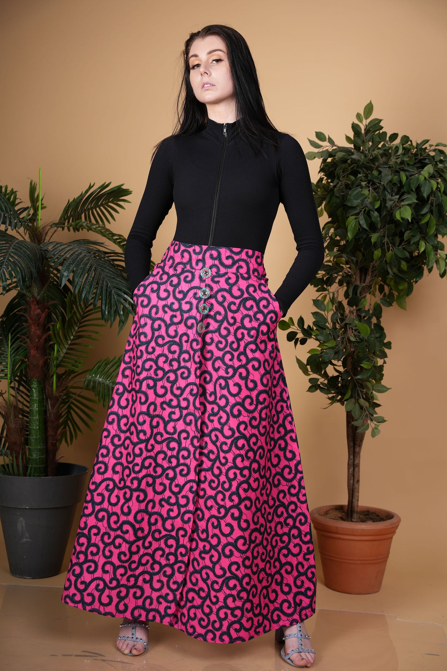 Pink Maxi Ankara Skirt