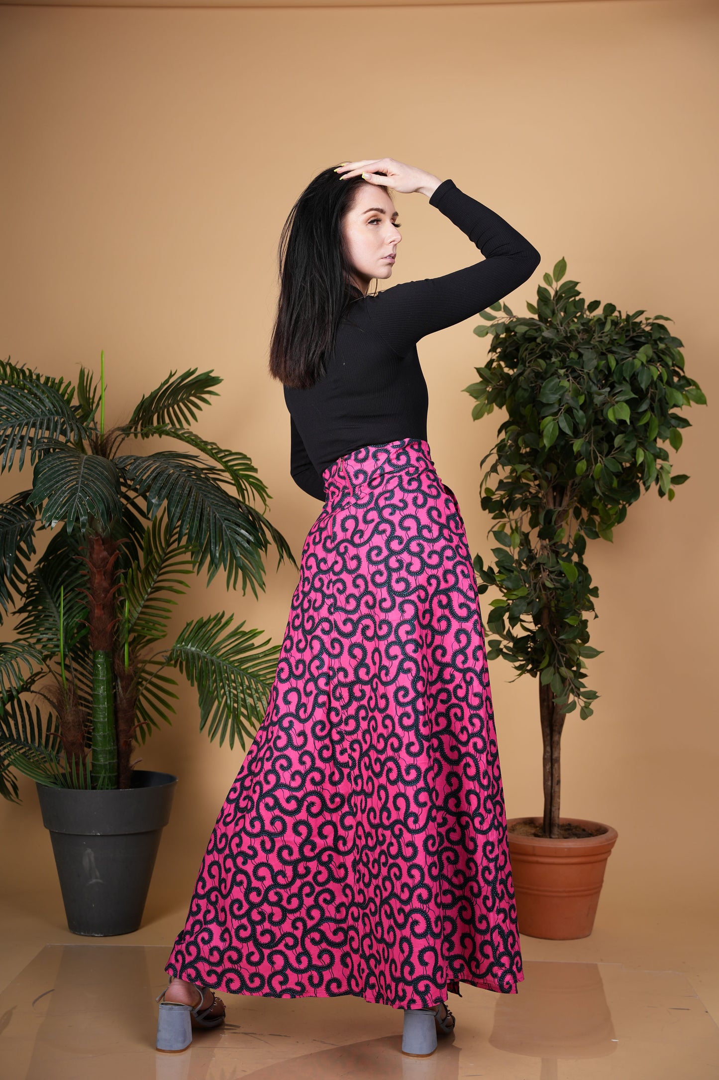 Pink Maxi Ankara Skirt
