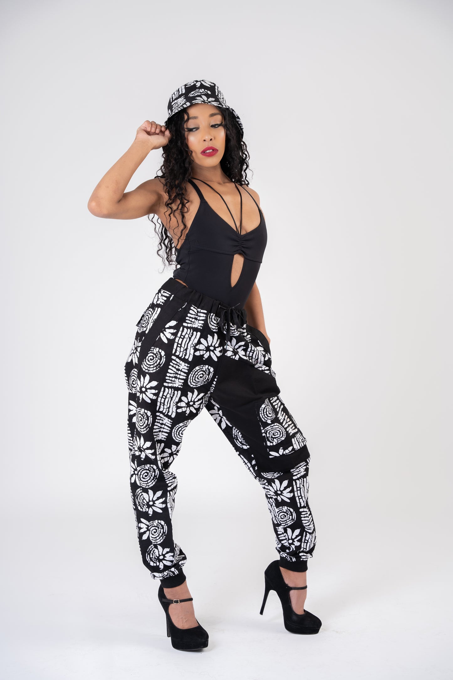 Black and White Unisex Combat Trouser
