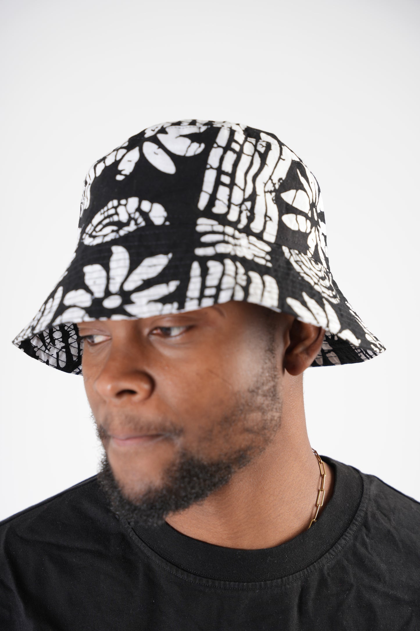 White and Black Ankara Bucket Hat