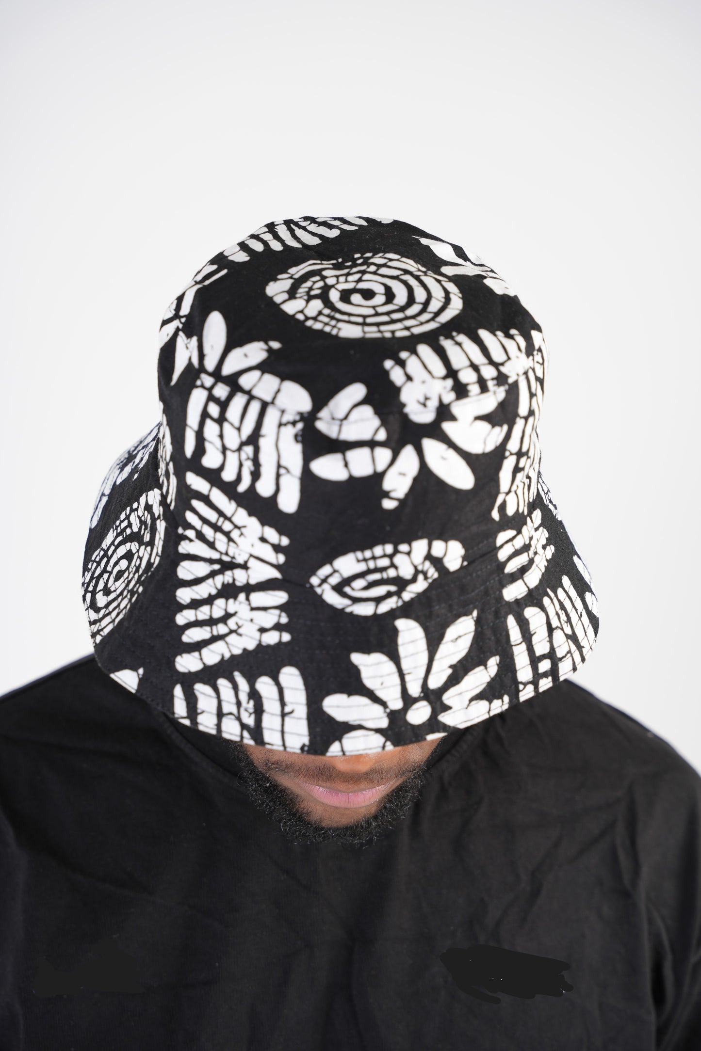White and Black Ankara Bucket Hat
