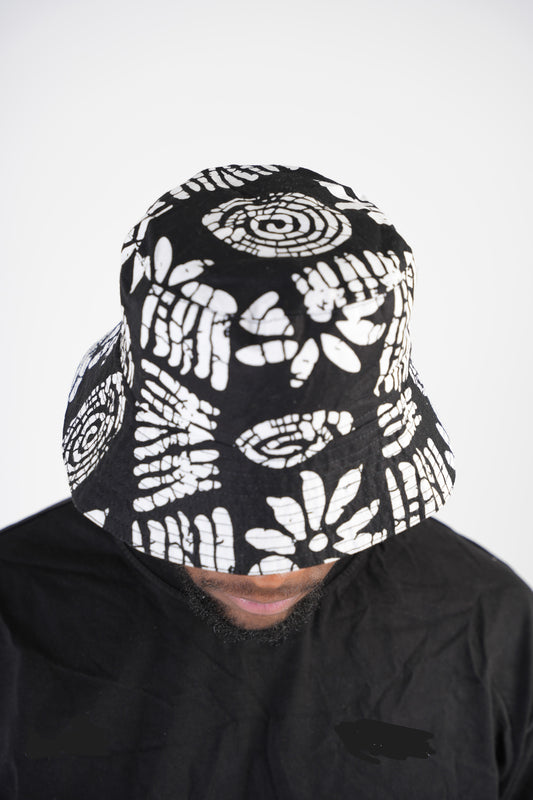 White and Black Ankara Bucket Hat