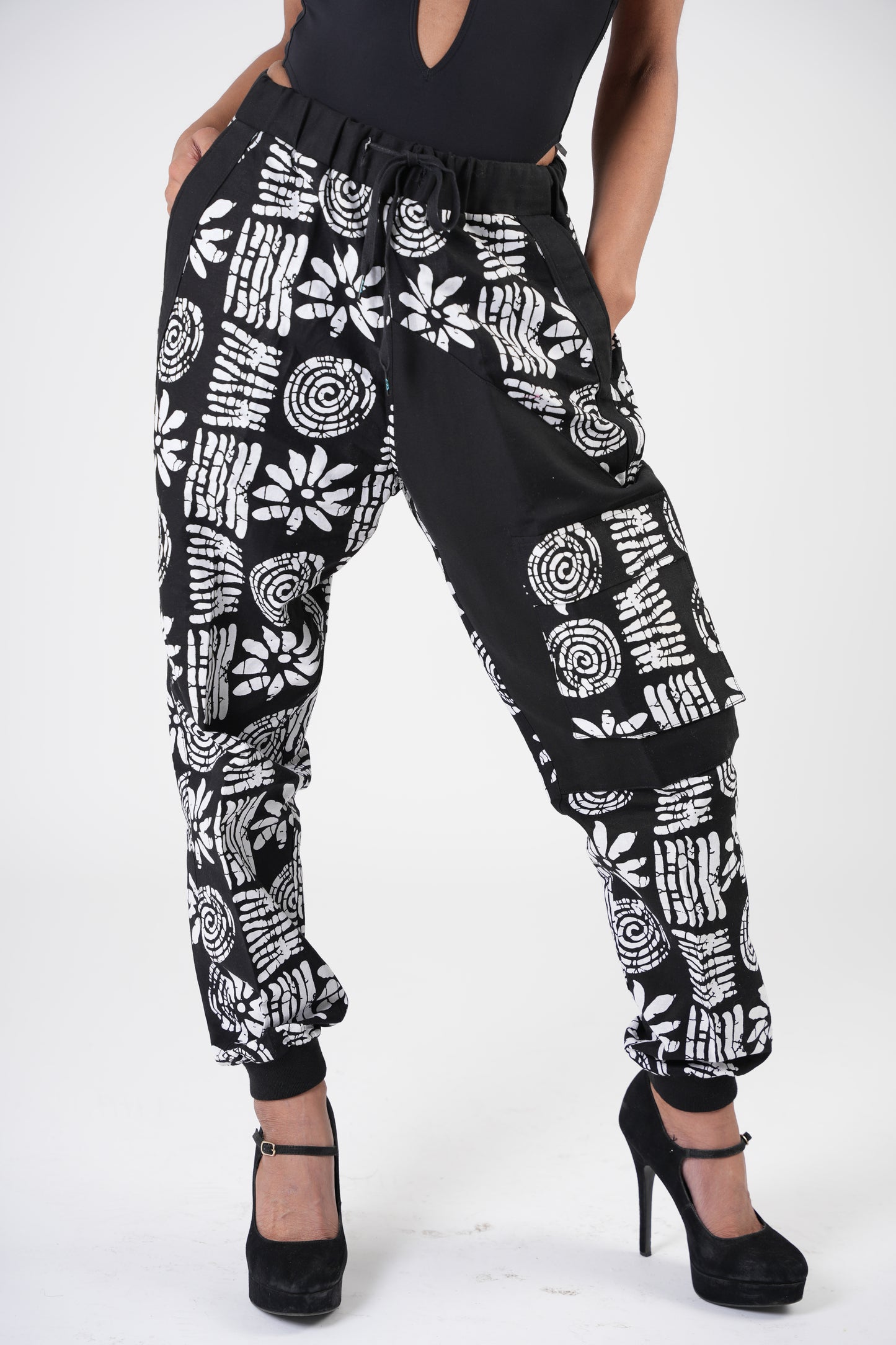 Black and White Unisex Combat Trouser