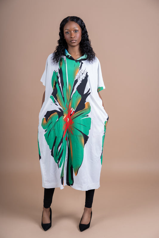 Oversize floral Short Sleeve Hoodie Top