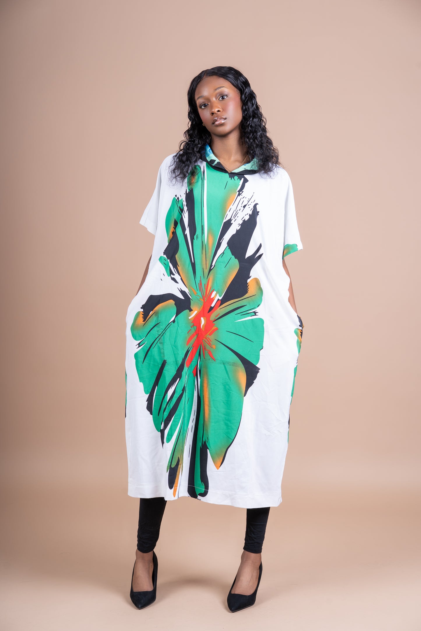 Oversize floral Short Sleeve Hoodie Top