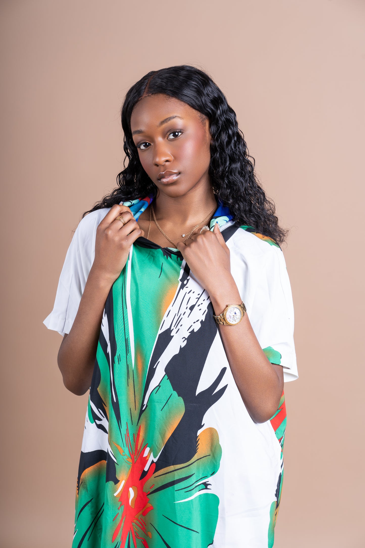 Oversize floral Short Sleeve Hoodie Top