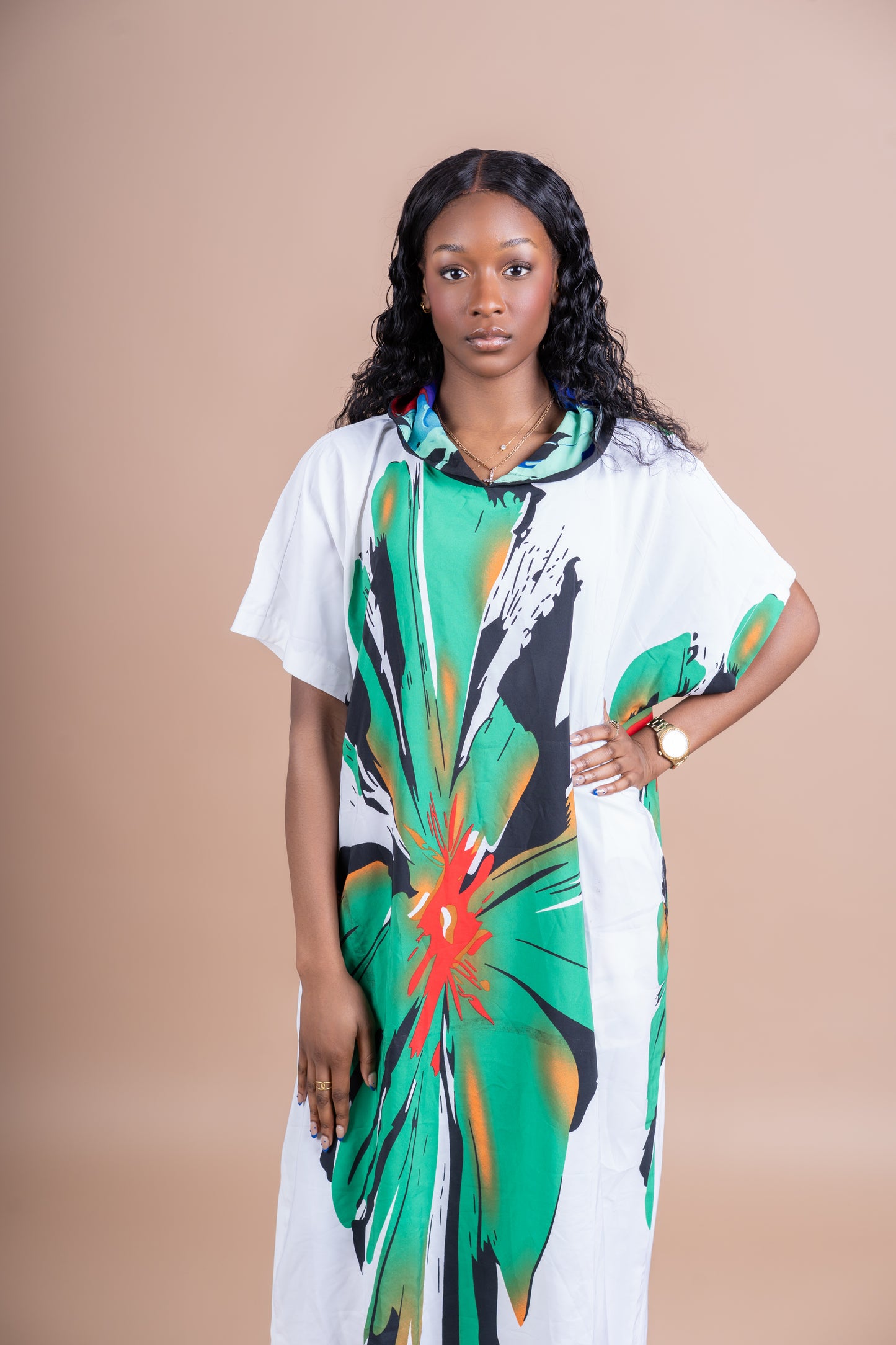 Oversize floral Short Sleeve Hoodie Top