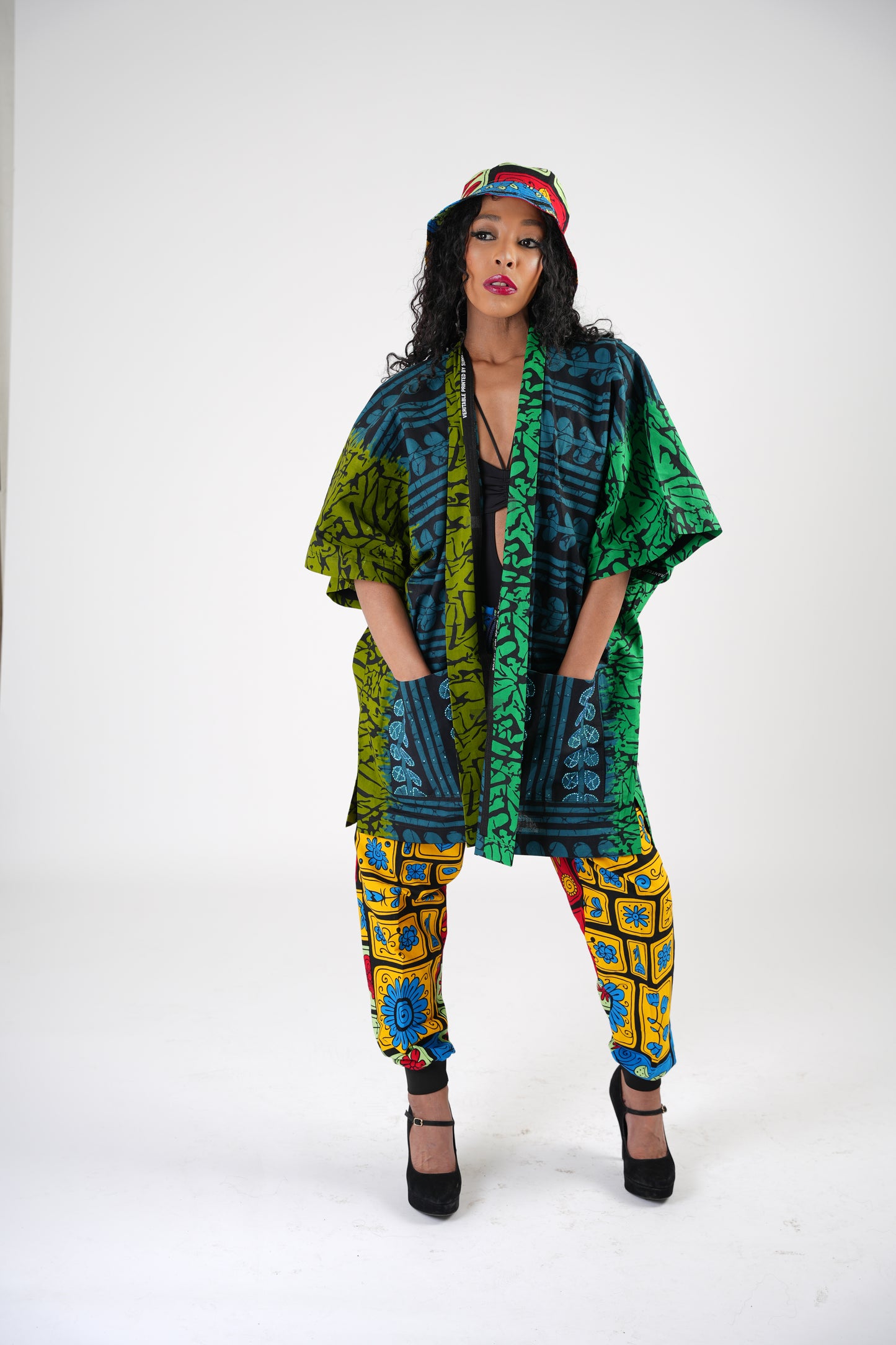 Green Stoned Ankara Kimono
