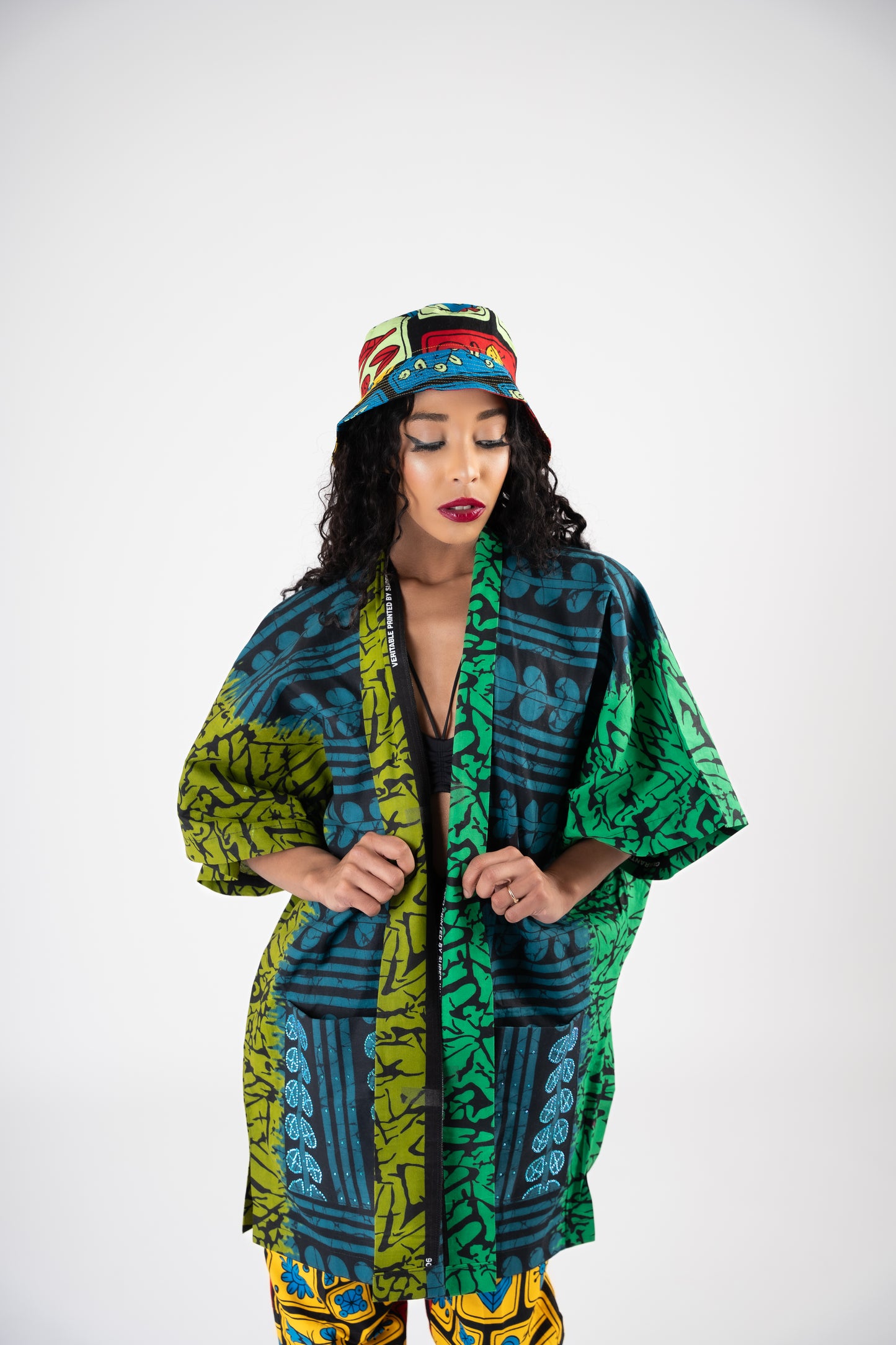 Green Stoned Ankara Kimono