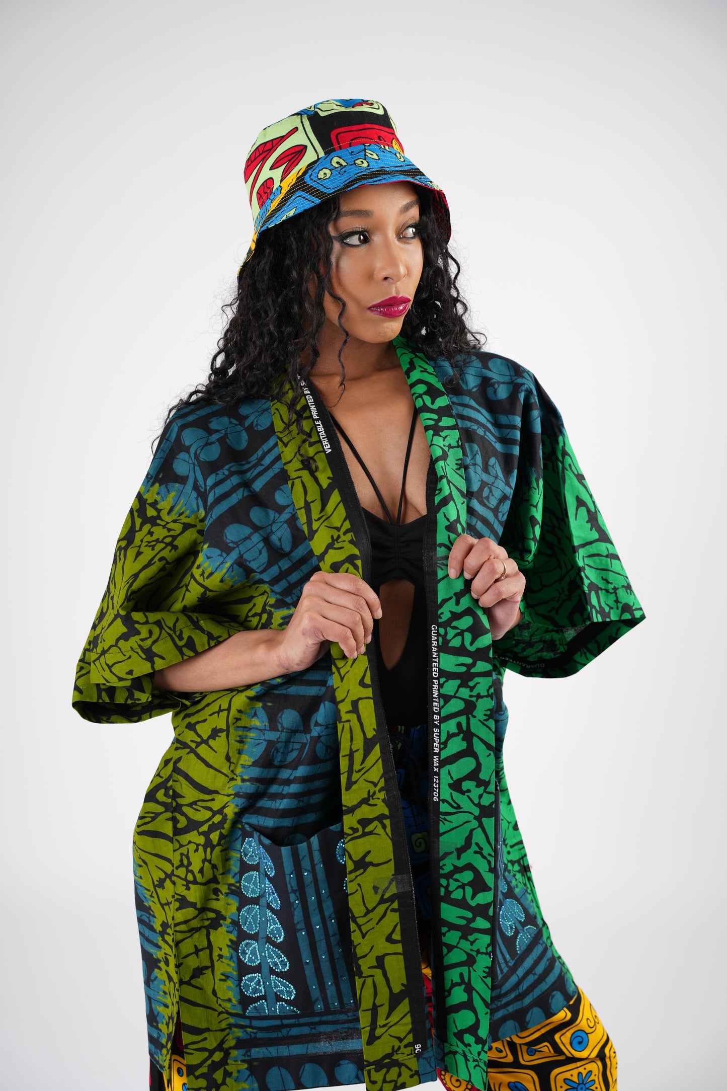 Green Stoned Ankara Kimono