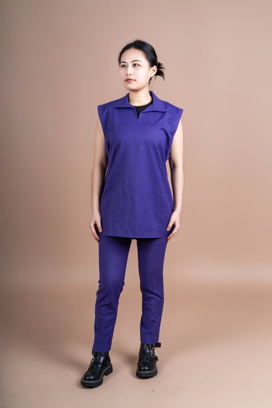 Sleeveless purple 2 piece set (top and trouser)