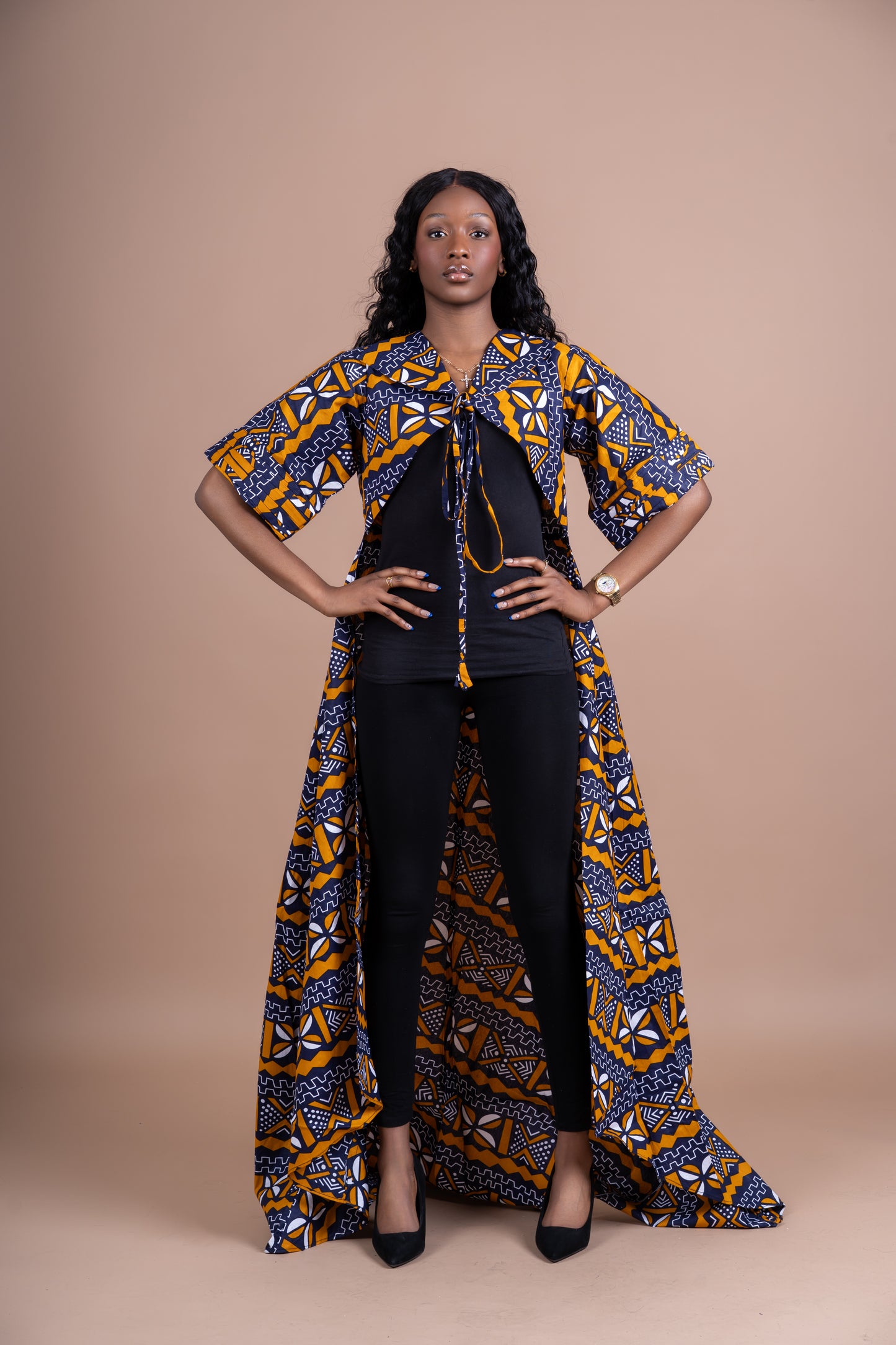 Mud cloth Ankara Kimono