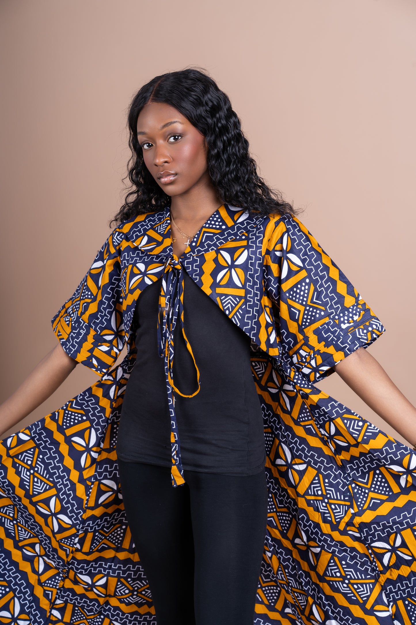 Mud cloth Ankara Kimono
