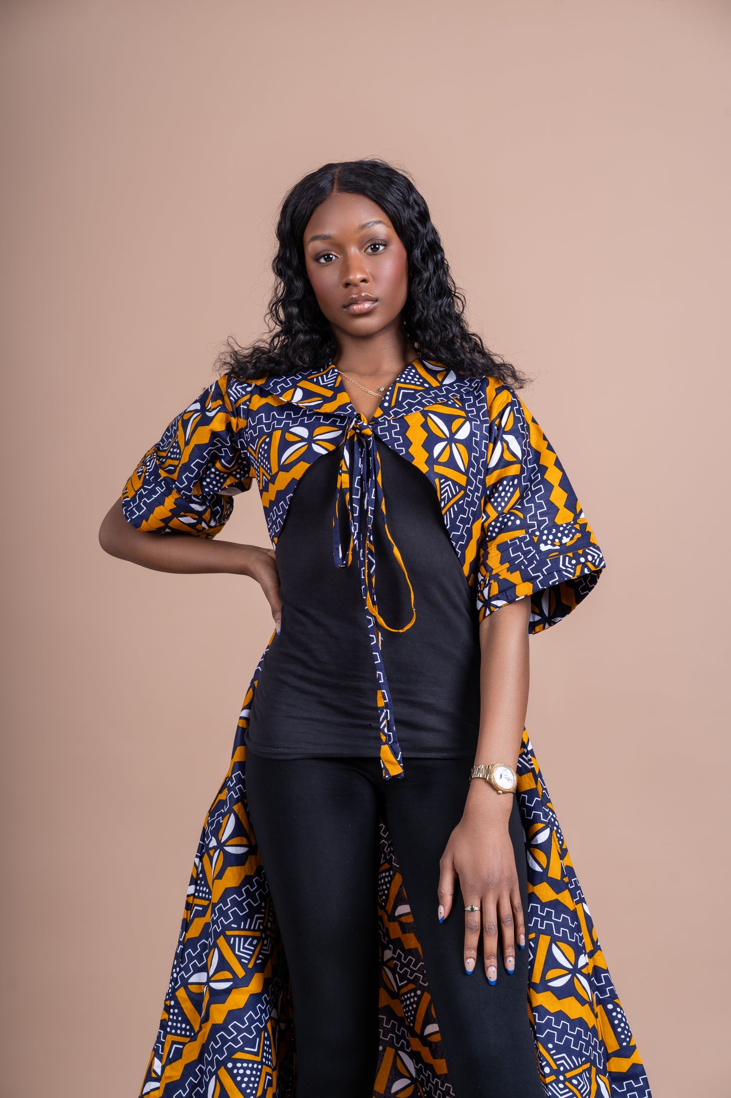 Mud cloth Ankara Kimono