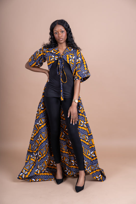 Mud cloth Ankara Kimono