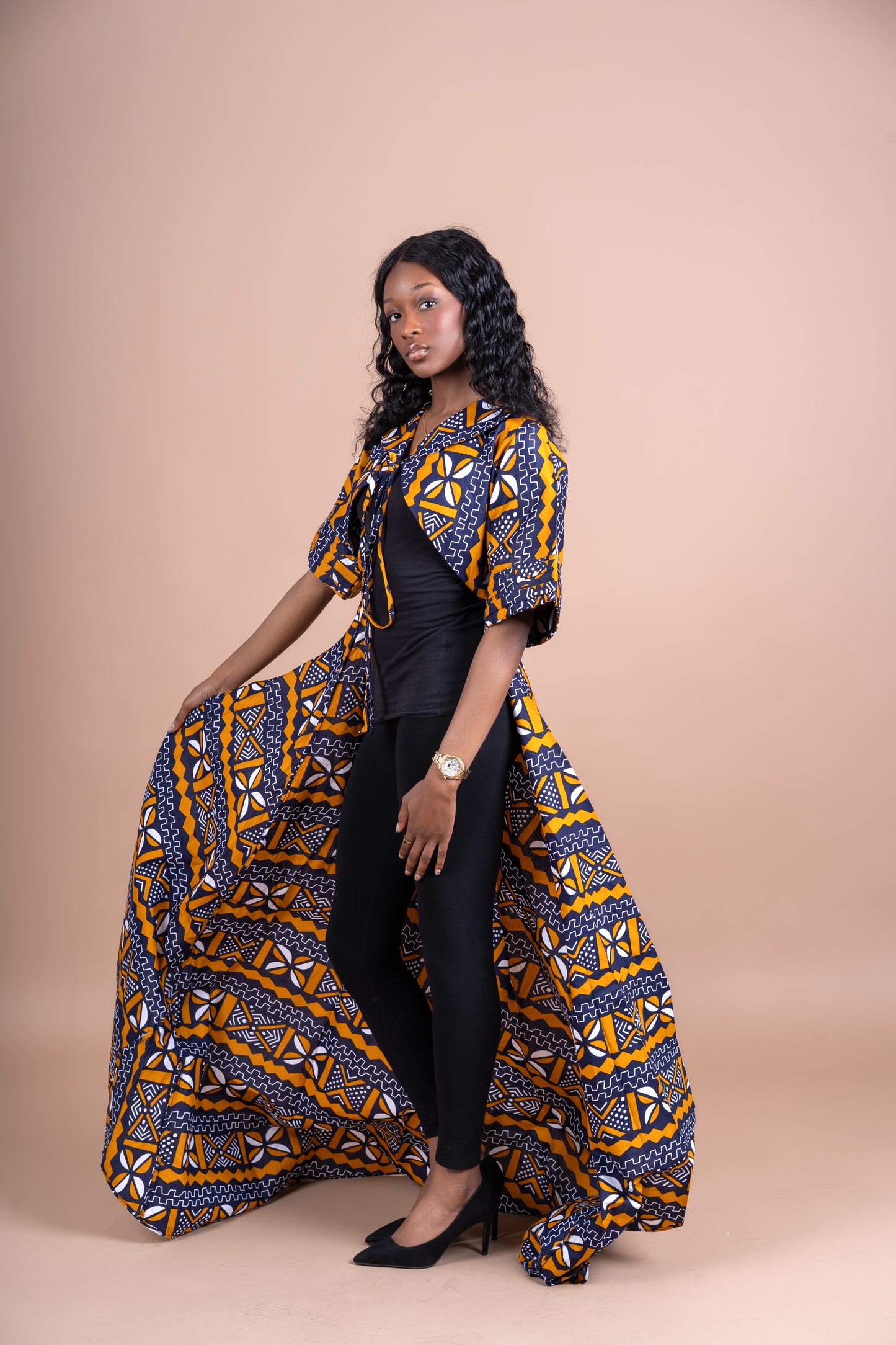 Mud cloth Ankara Kimono