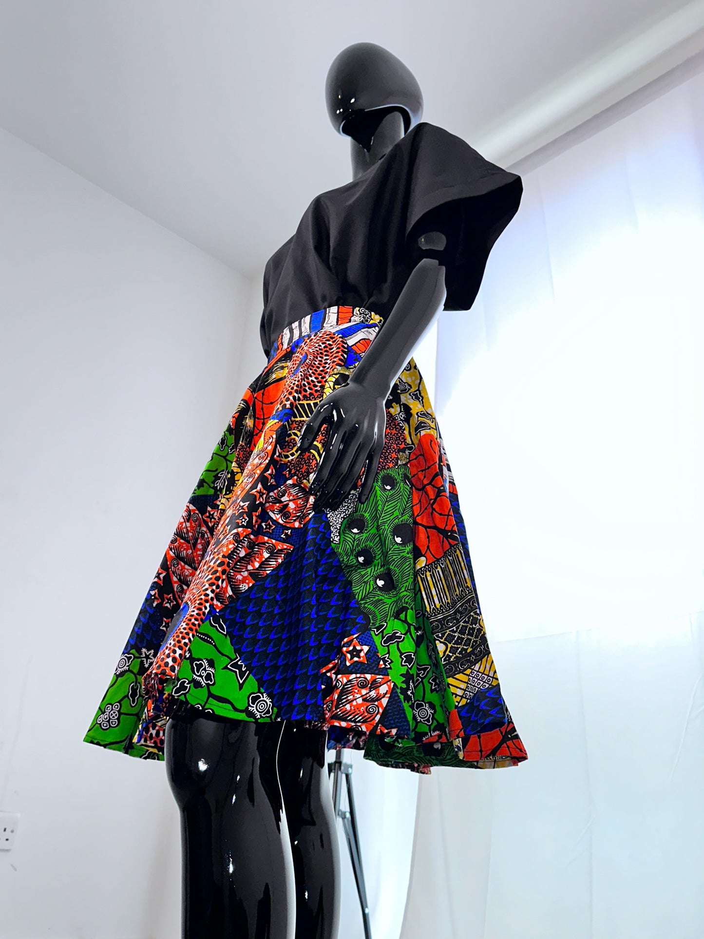 Muti colour wax print short skirt