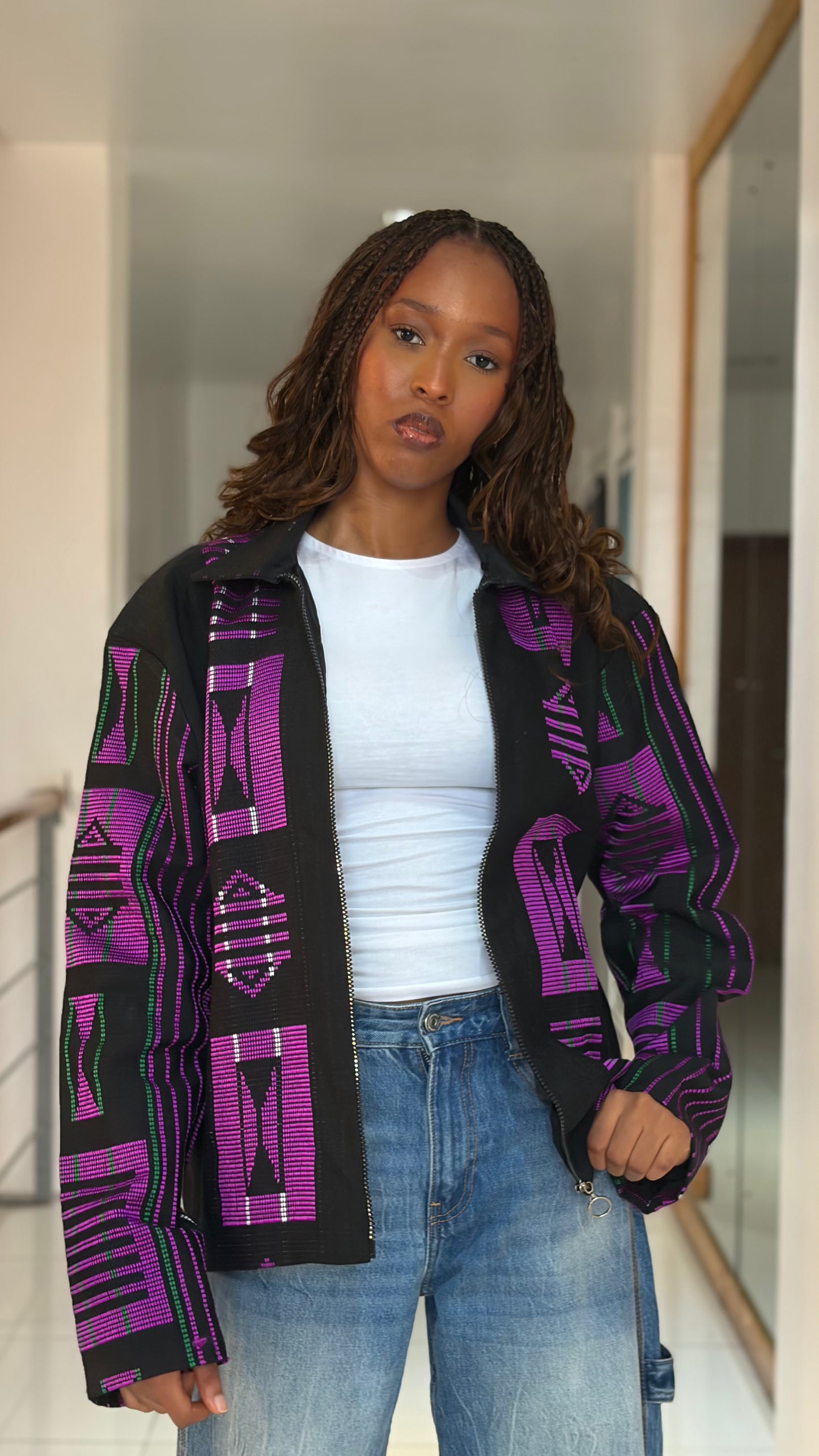 Akwete Bomber Jacket - | Contemporary Streetwear (Purple)
