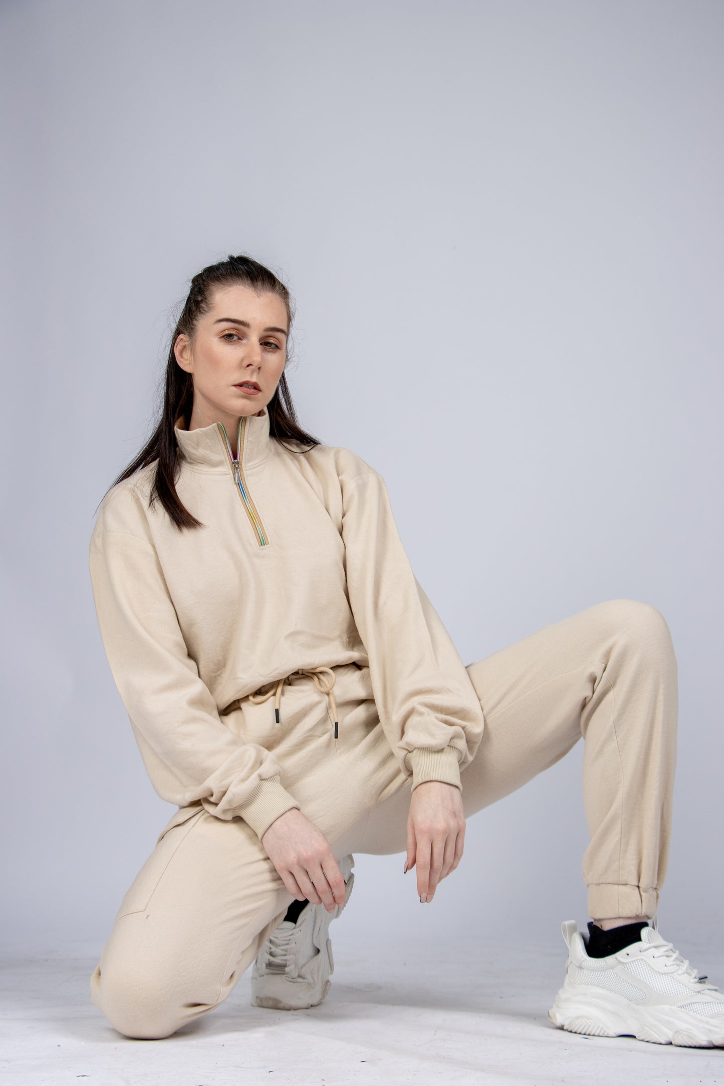 Beige Joggers Set with Cargo Pants