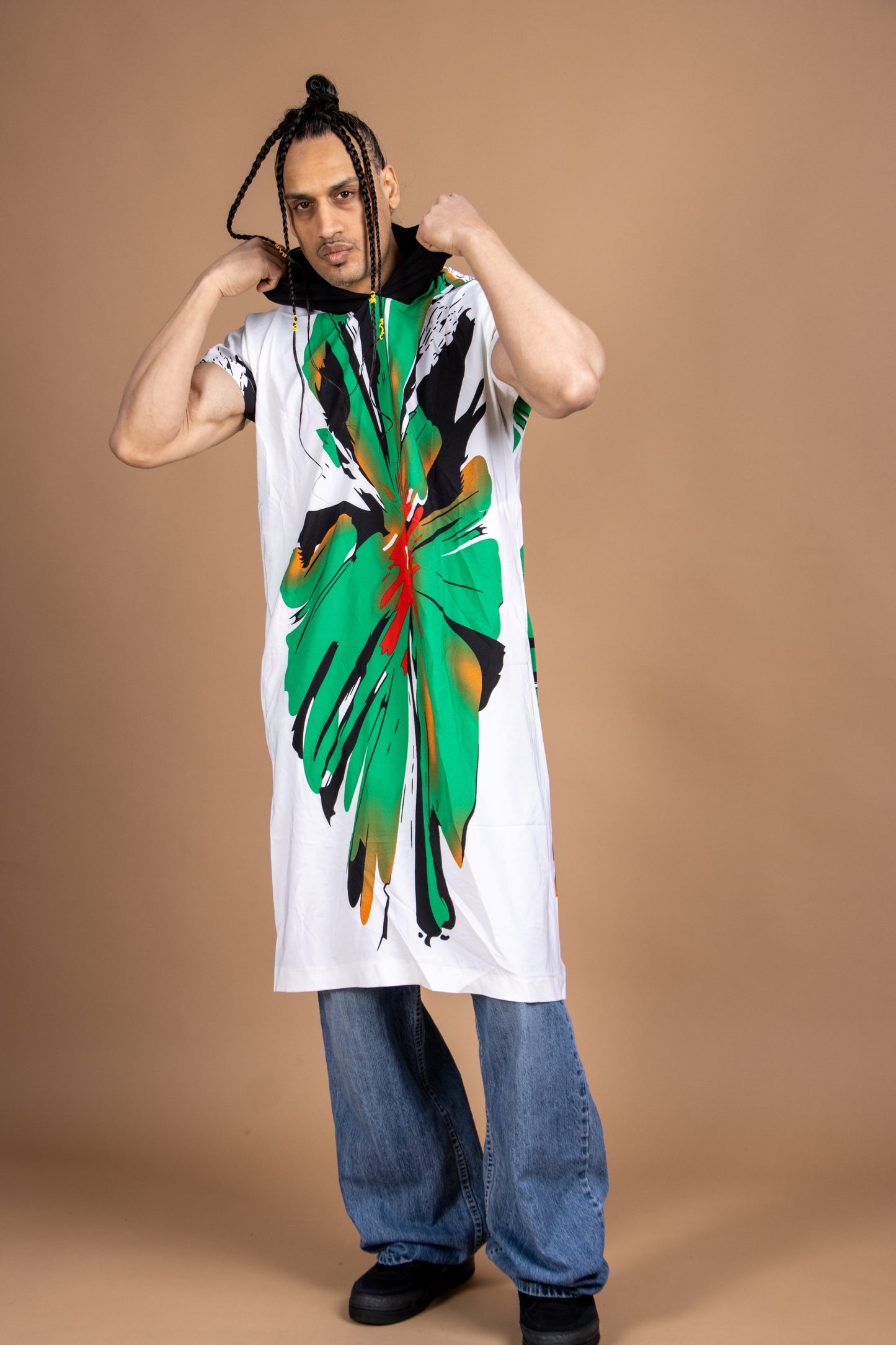 Oversize floral Short Sleeve Hoodie Top