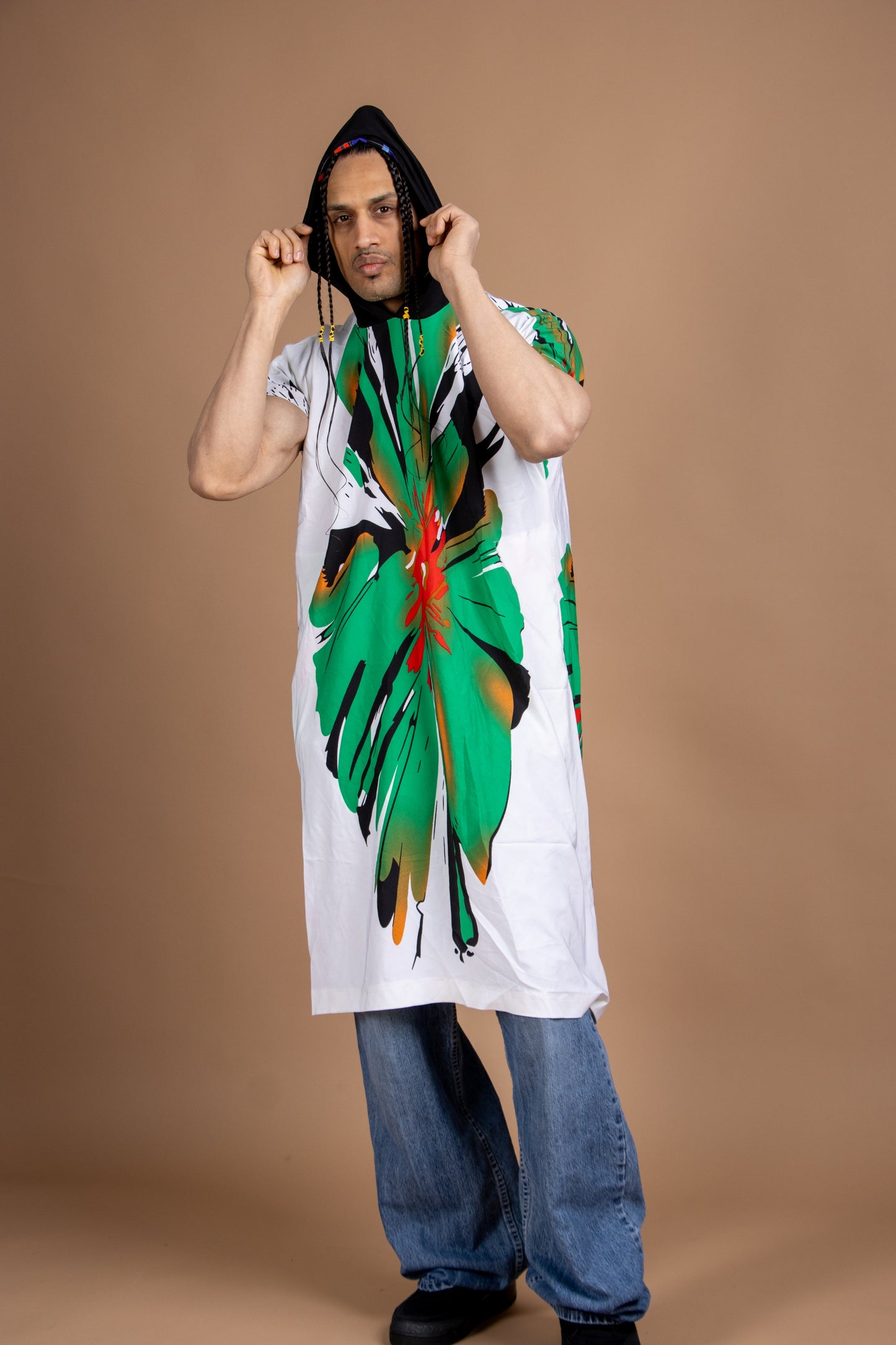 Oversize floral Short Sleeve Hoodie Top