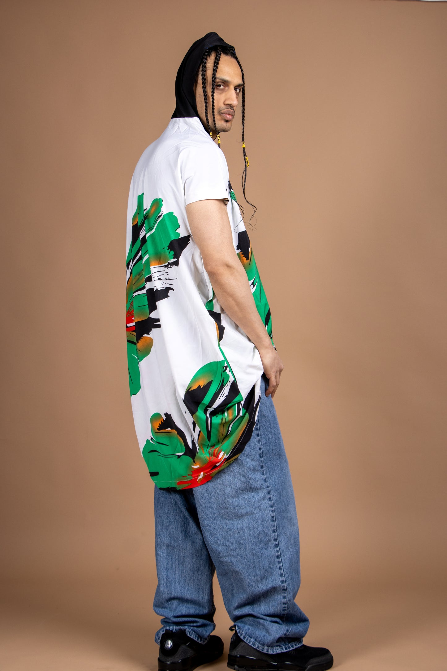 Oversize floral Short Sleeve Hoodie Top