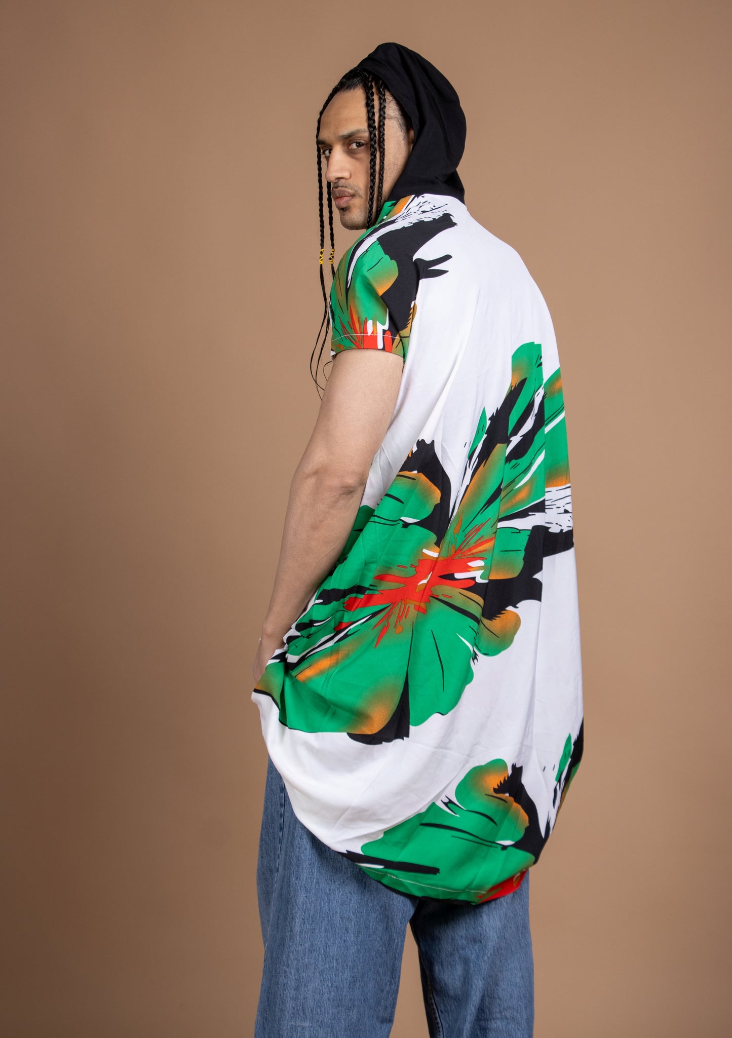 Oversize floral Short Sleeve Hoodie Top