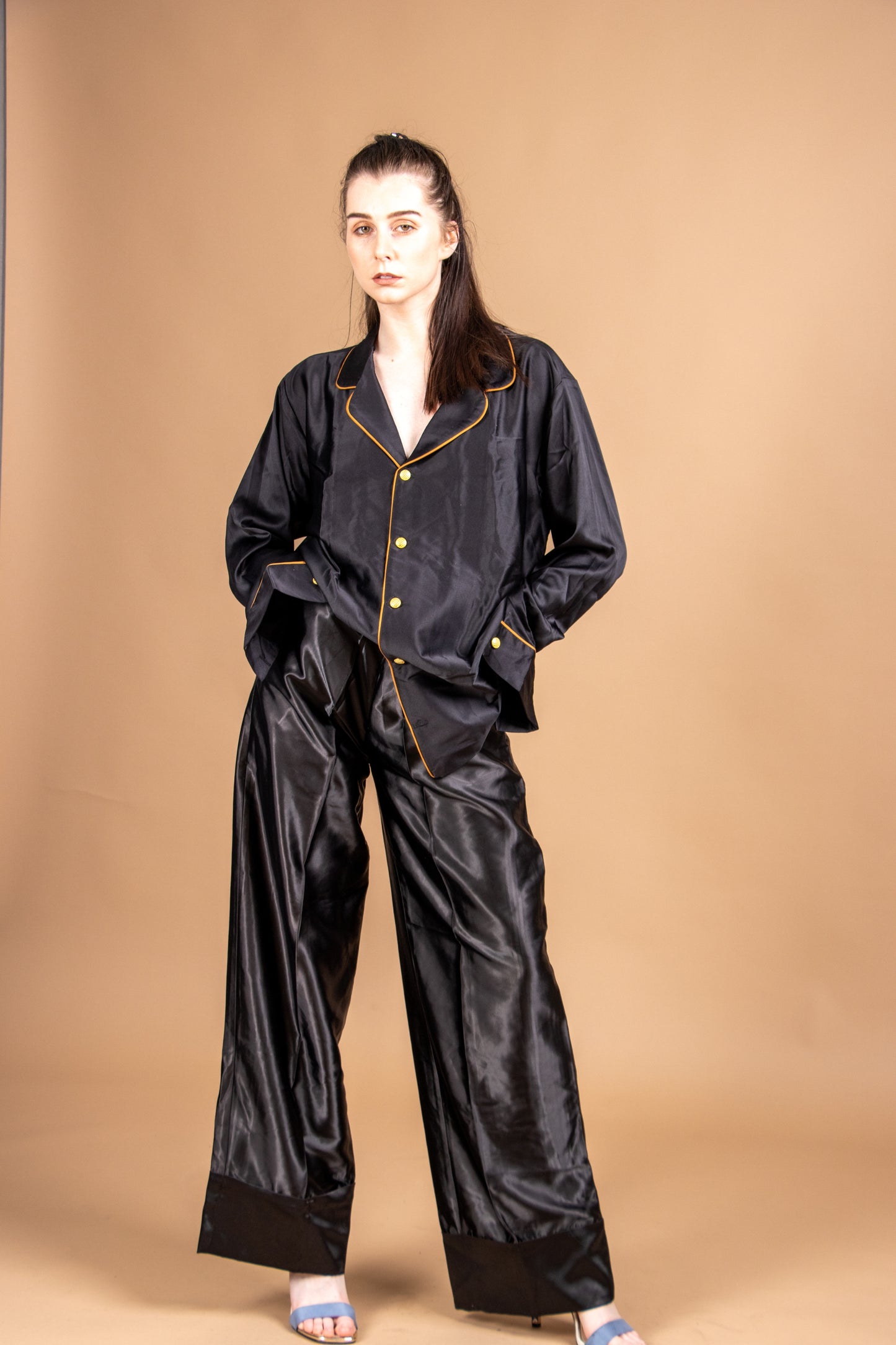 Binding Trim Silk Pyjama Set