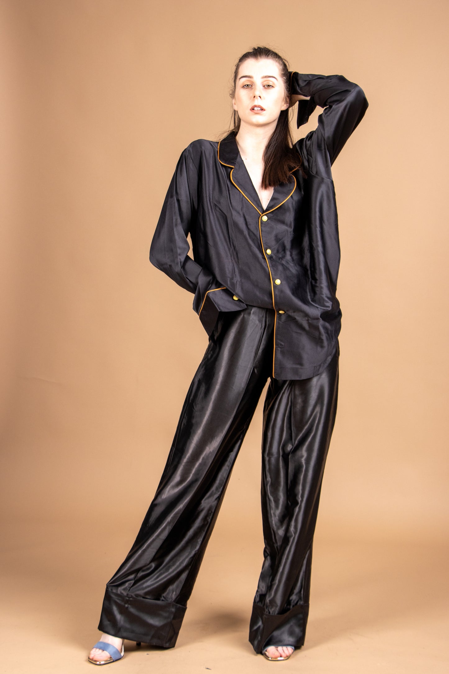 Binding Trim Silk Pyjama Set