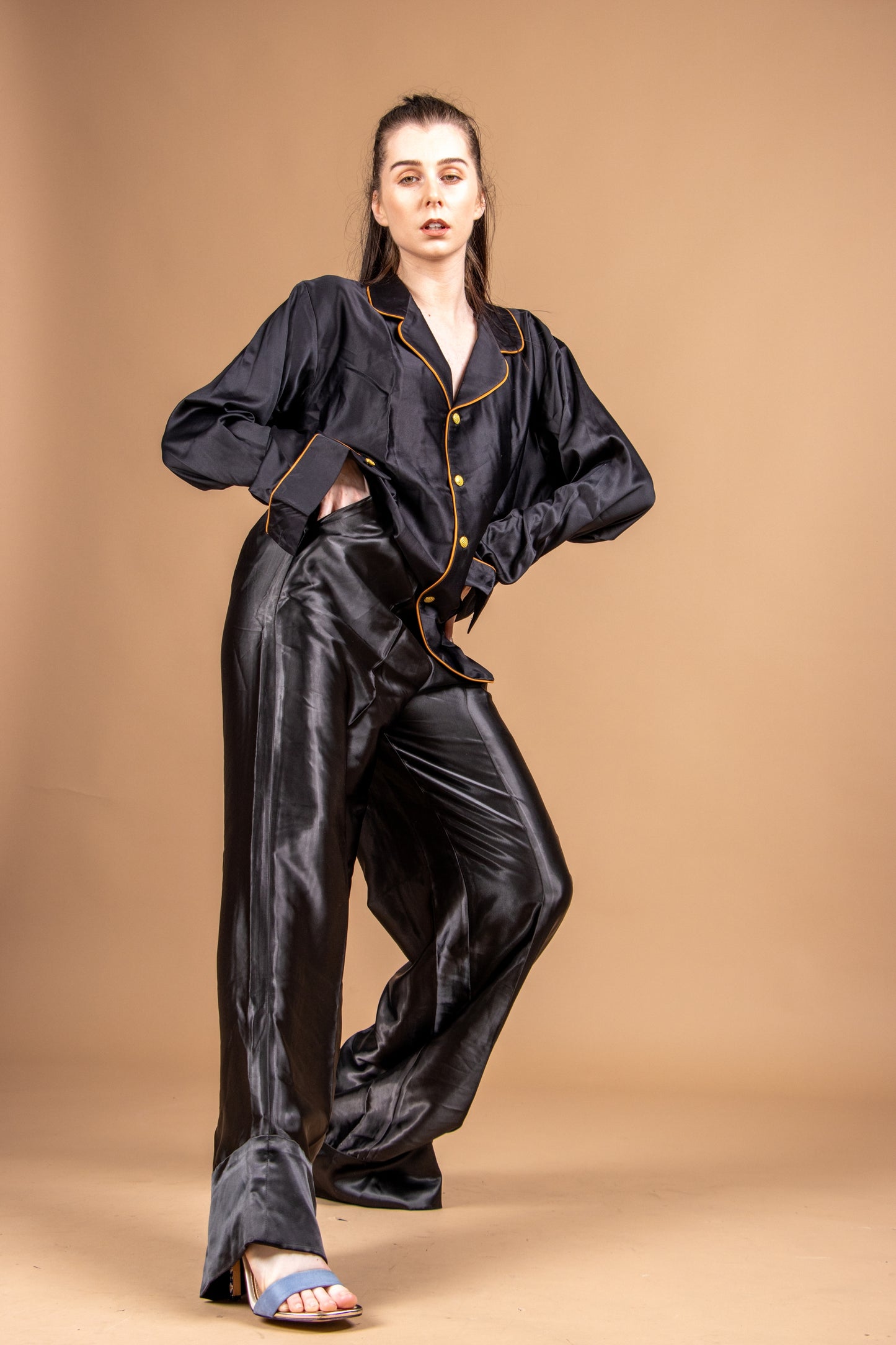 Binding Trim Silk Pyjama Set