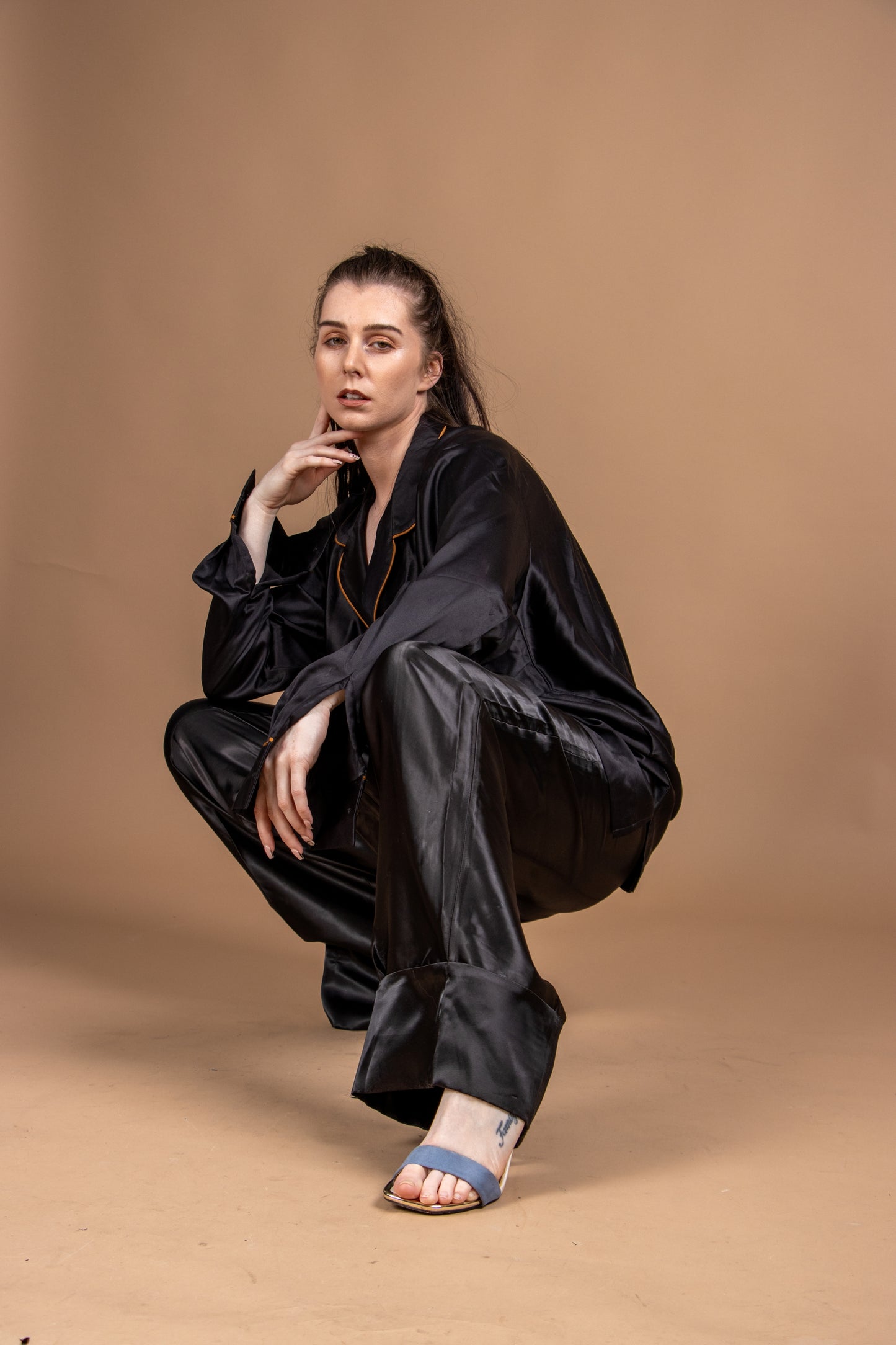 Binding Trim Silk Pyjama Set