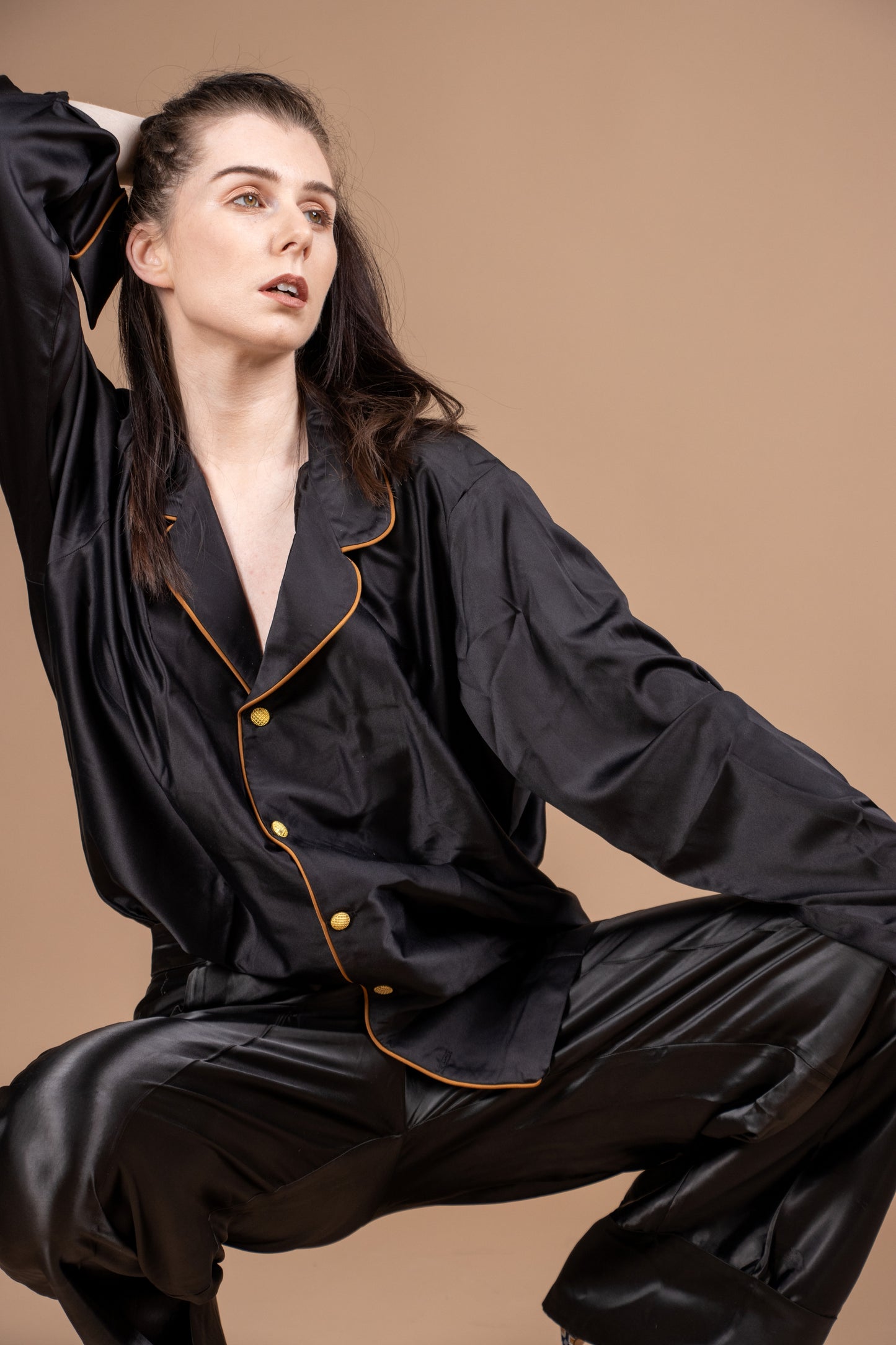 Binding Trim Silk Pyjama Set