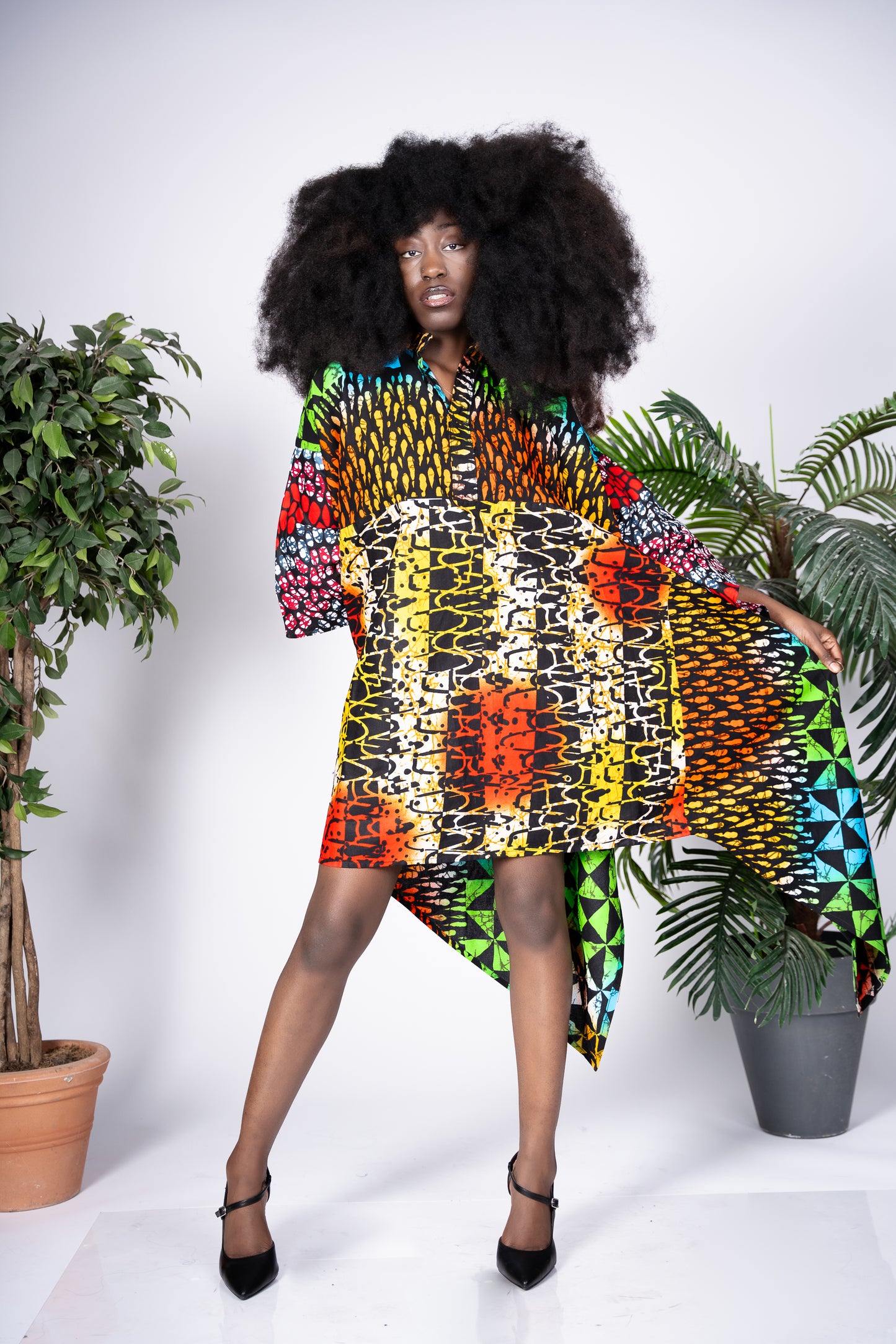 Patchwork Ankara Asymmetric Dress | Contemporary Statement Wear