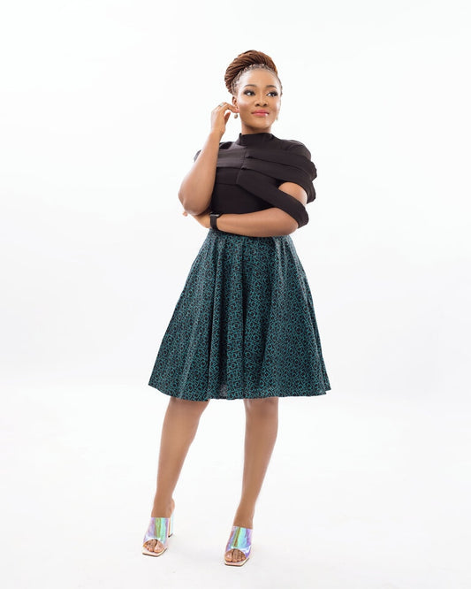 Green and Black Ankara short Skirt