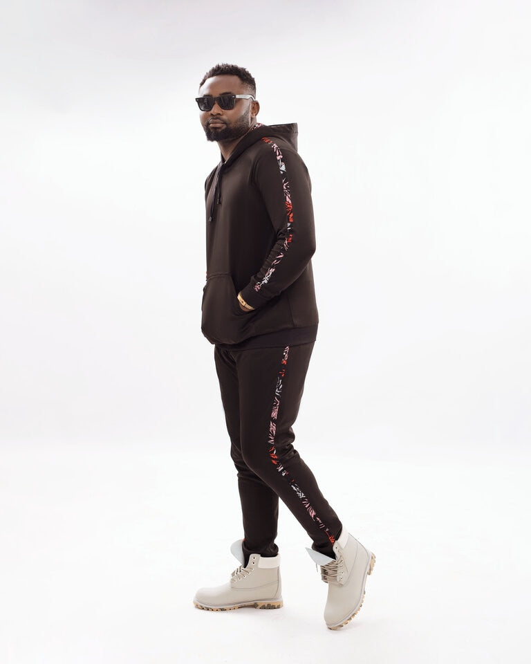 Brown Ankara Hoodie Set