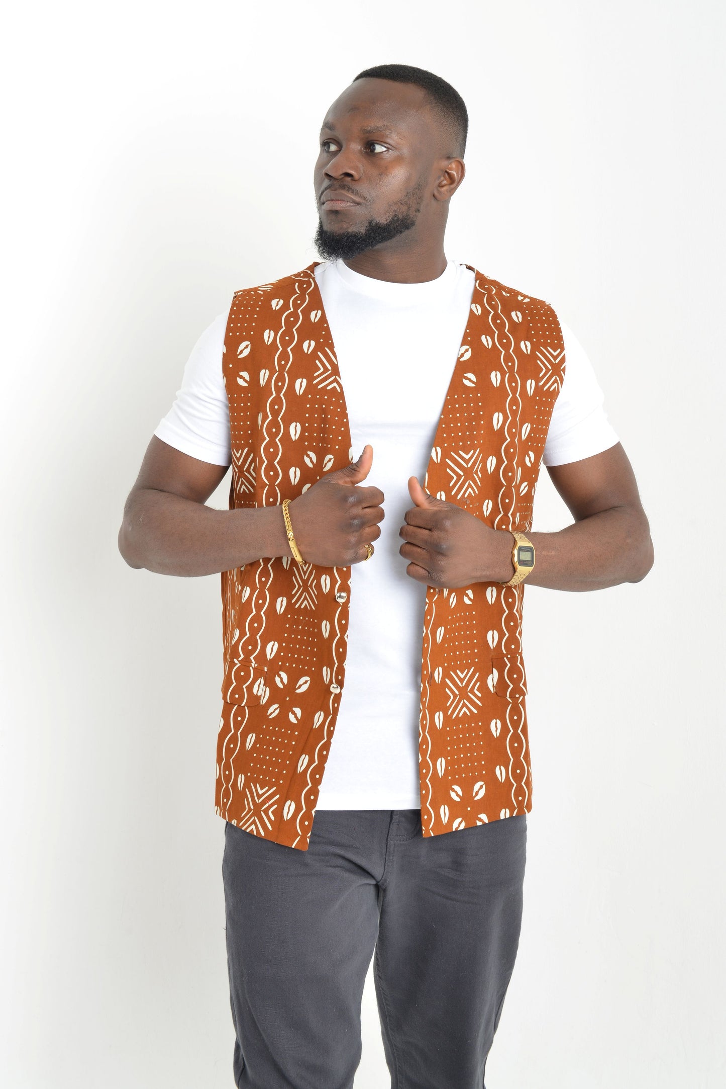 Cowrie Shells Print Waistcoat