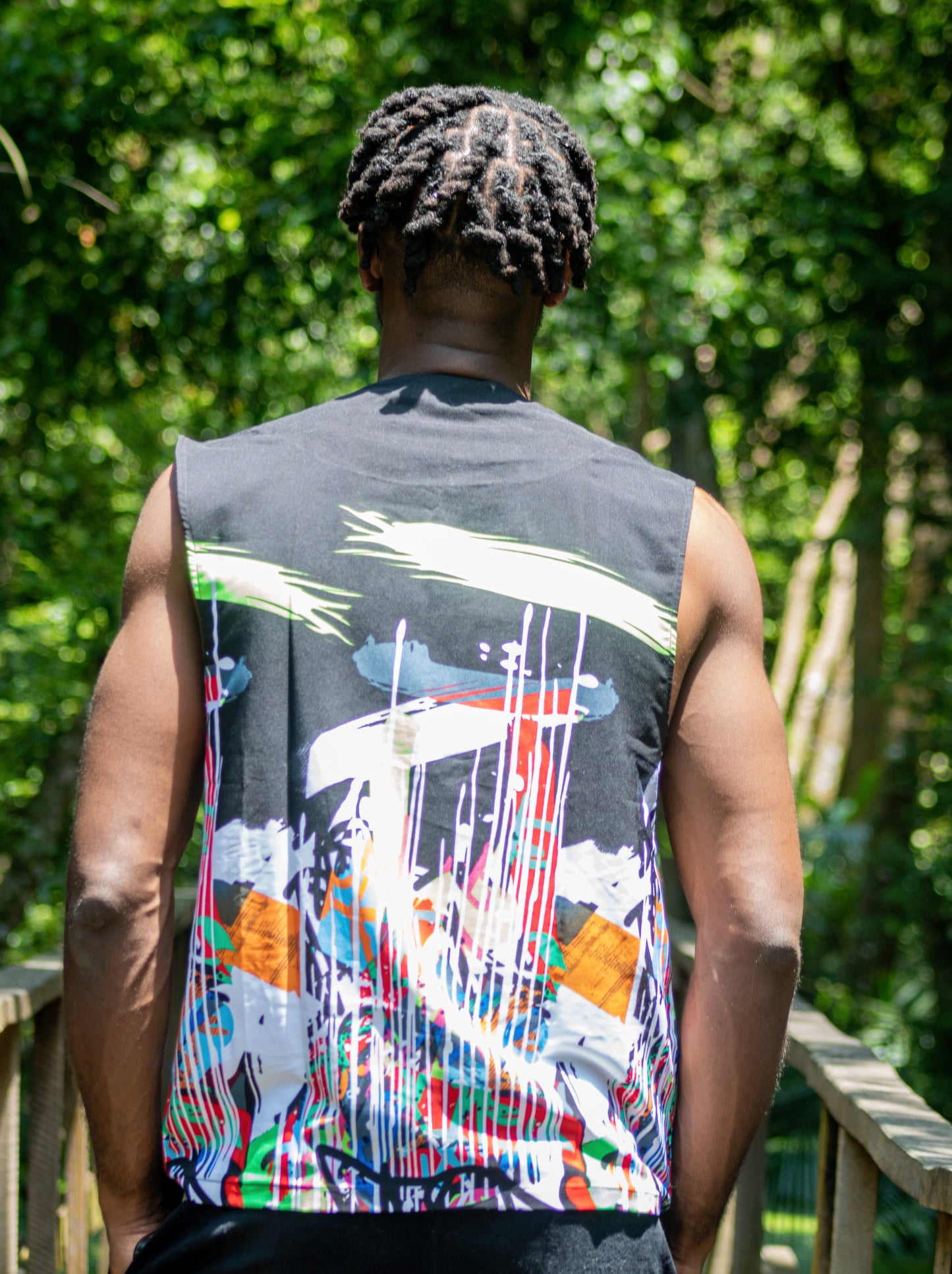 Abstract Art colour splash sleeveless top